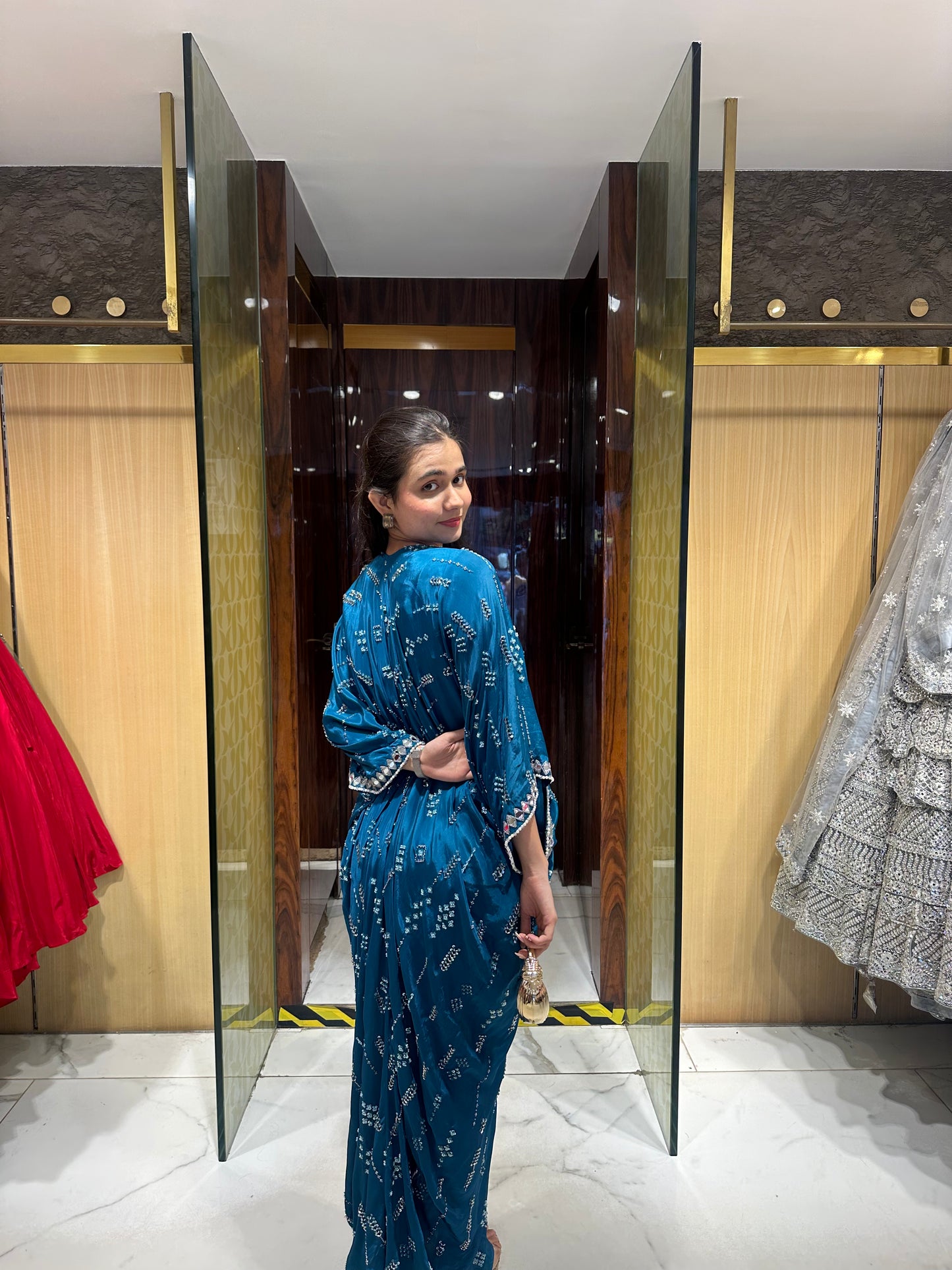 Tishi Peacock Blue Indo-Western Kaftan Set