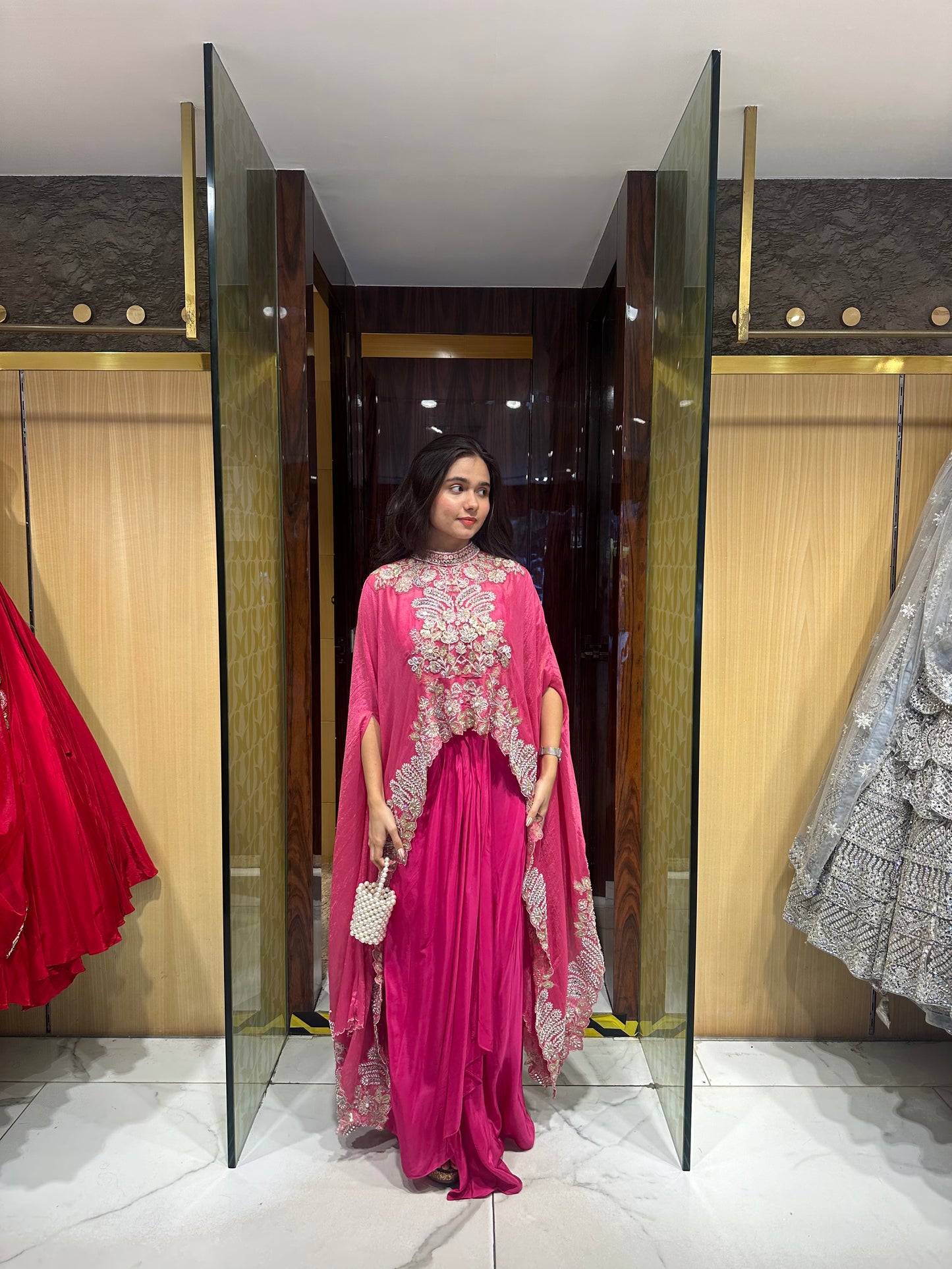 Vidhi Rani Pink Indo-Western Dhoti Skirt Set