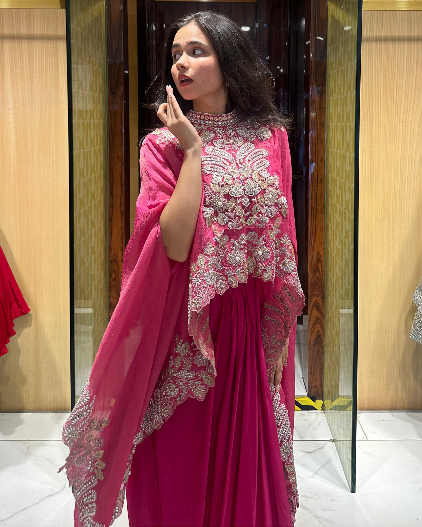 Vidhi Rani Pink Indo-Western Dhoti Skirt Set
