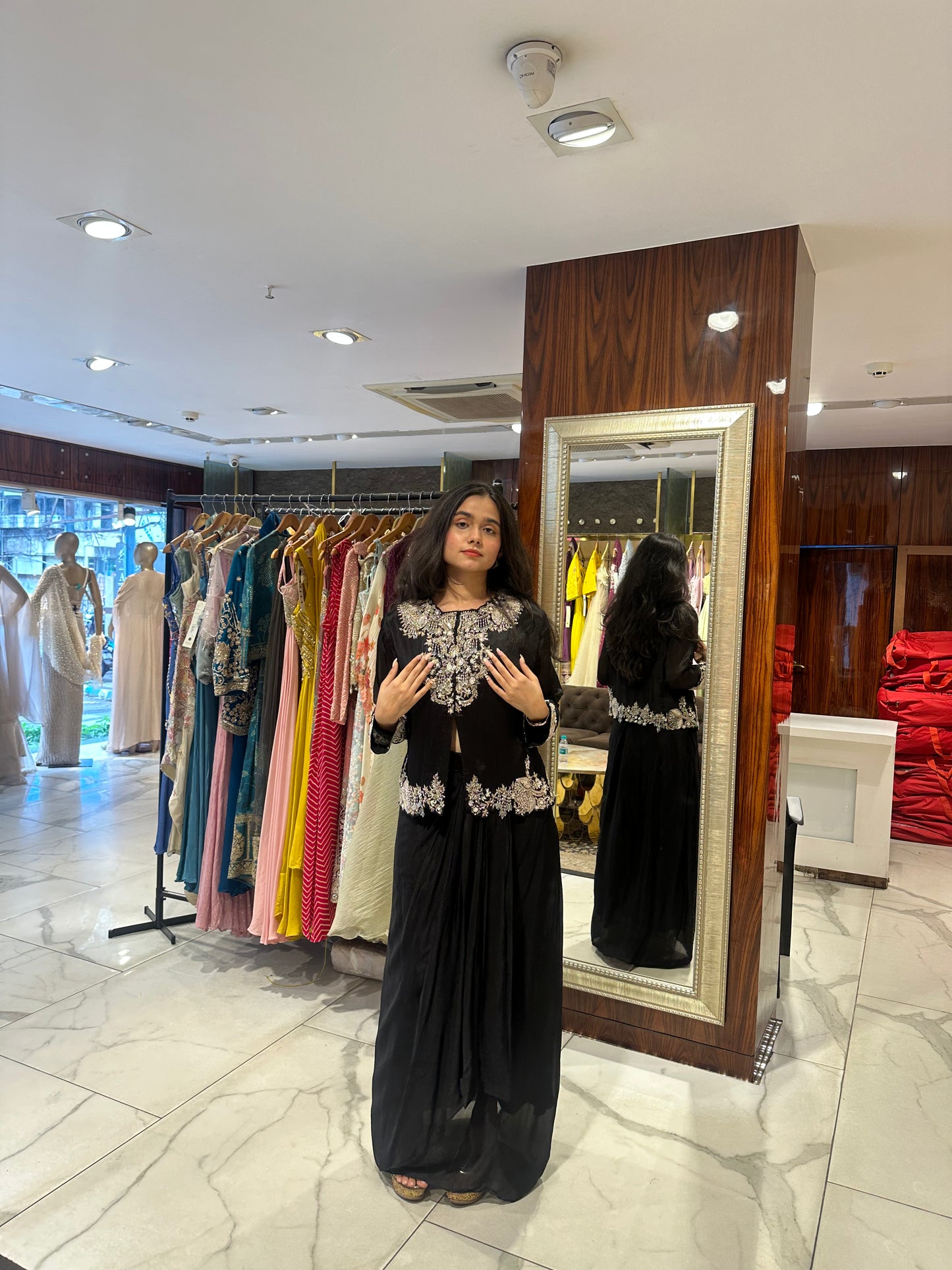 Shiya Black Indo-Western Jacket Dhoti Set