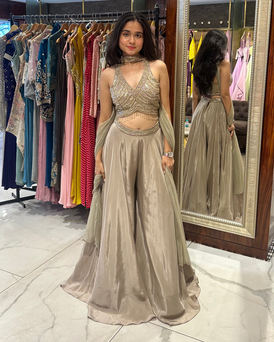 Indo-western feminine set for cocktail, dinner, sufi nights