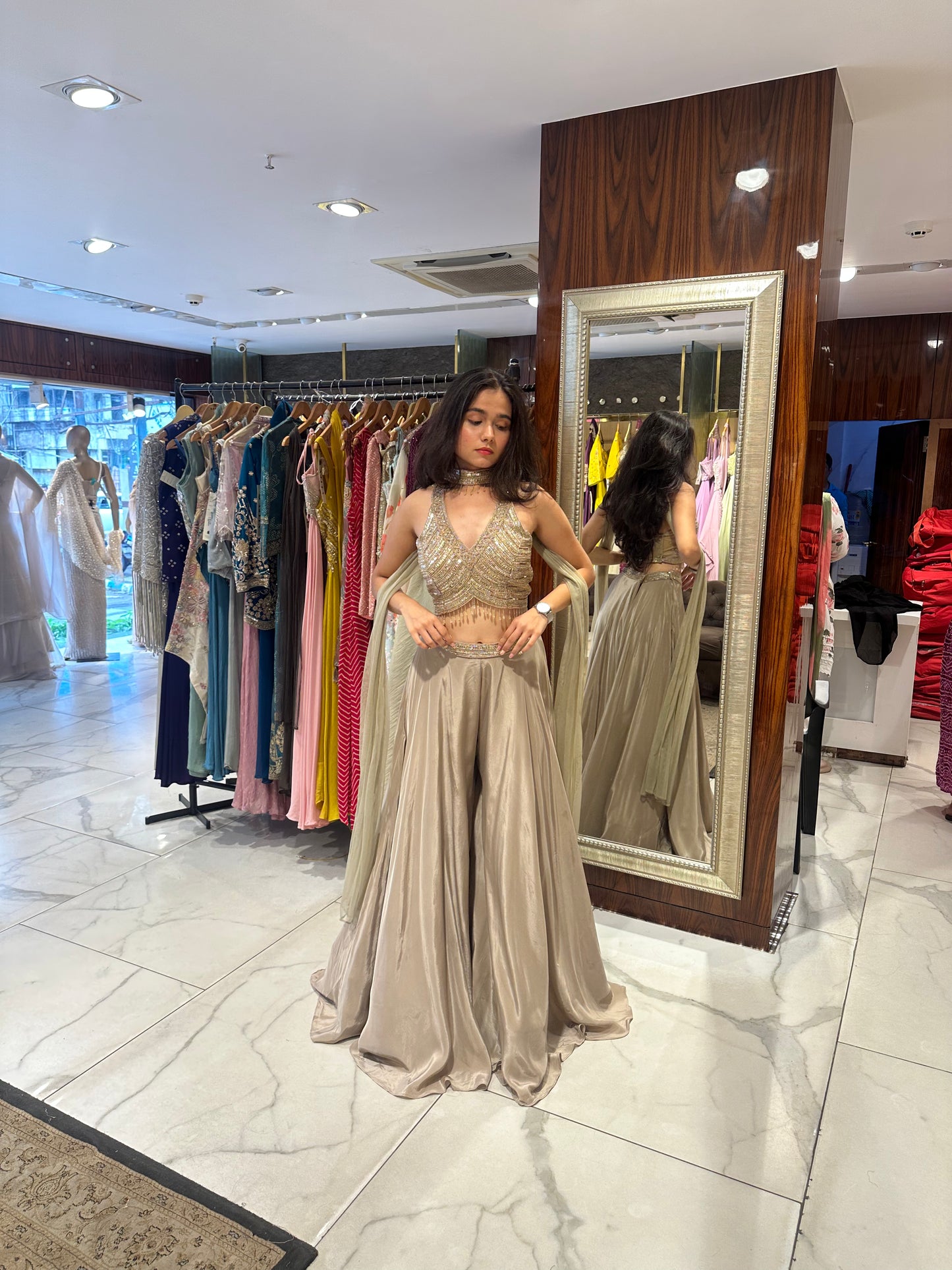 Ekya Grey Indo-Western Evening Set