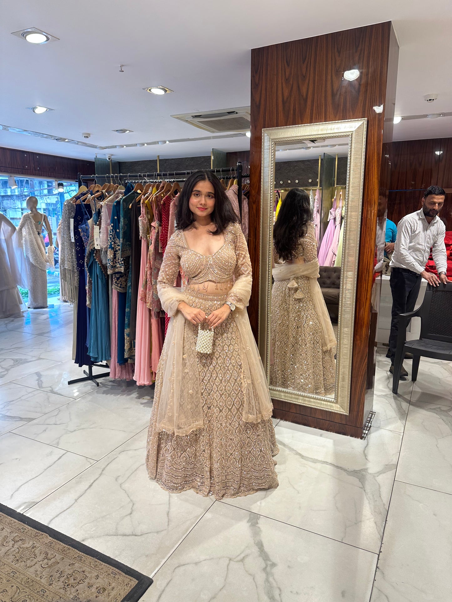 Ojasvi Gold Beige Semi-Bridal Lehenga
