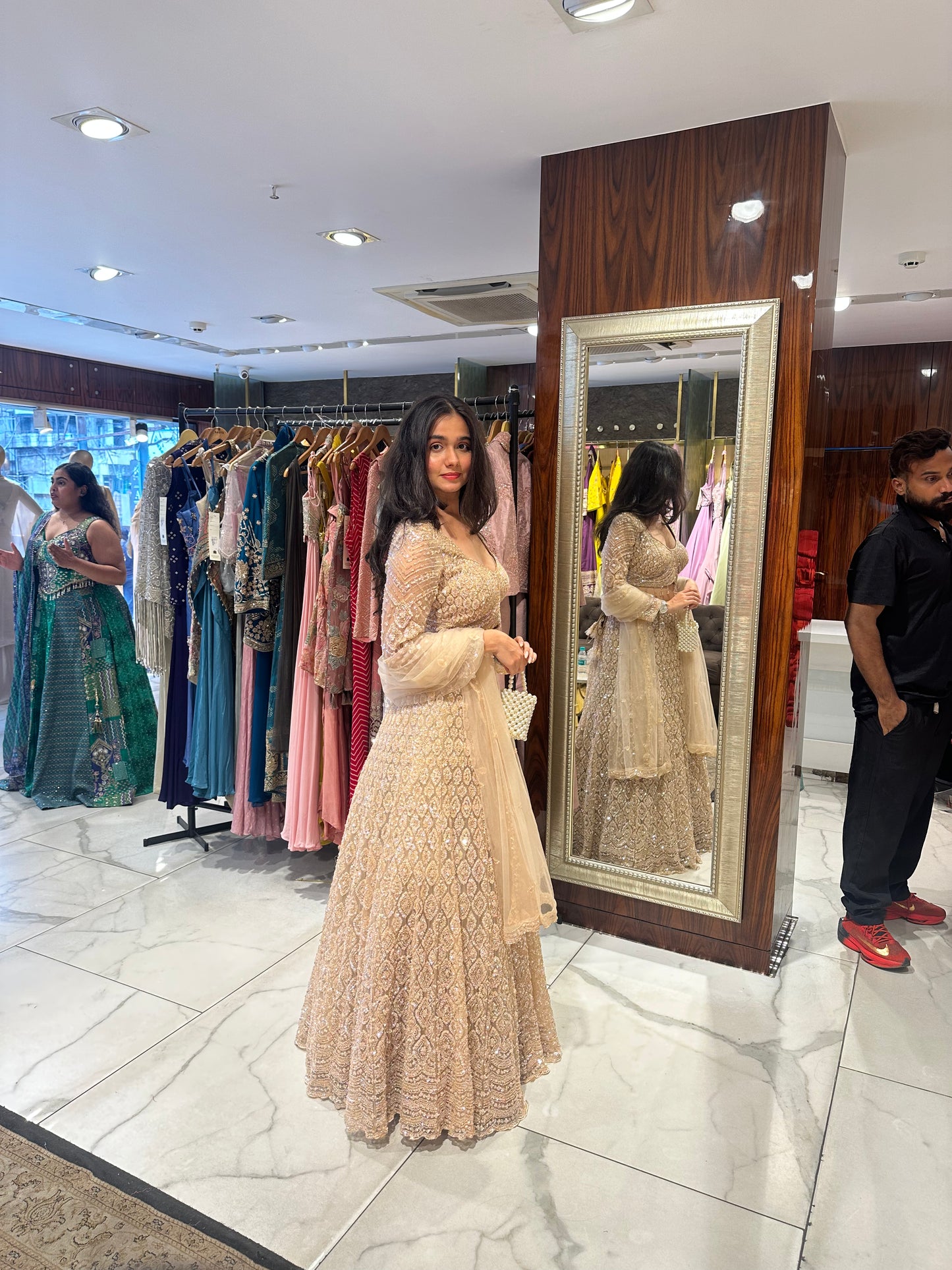 Ojasvi Gold Beige Semi-Bridal Lehenga