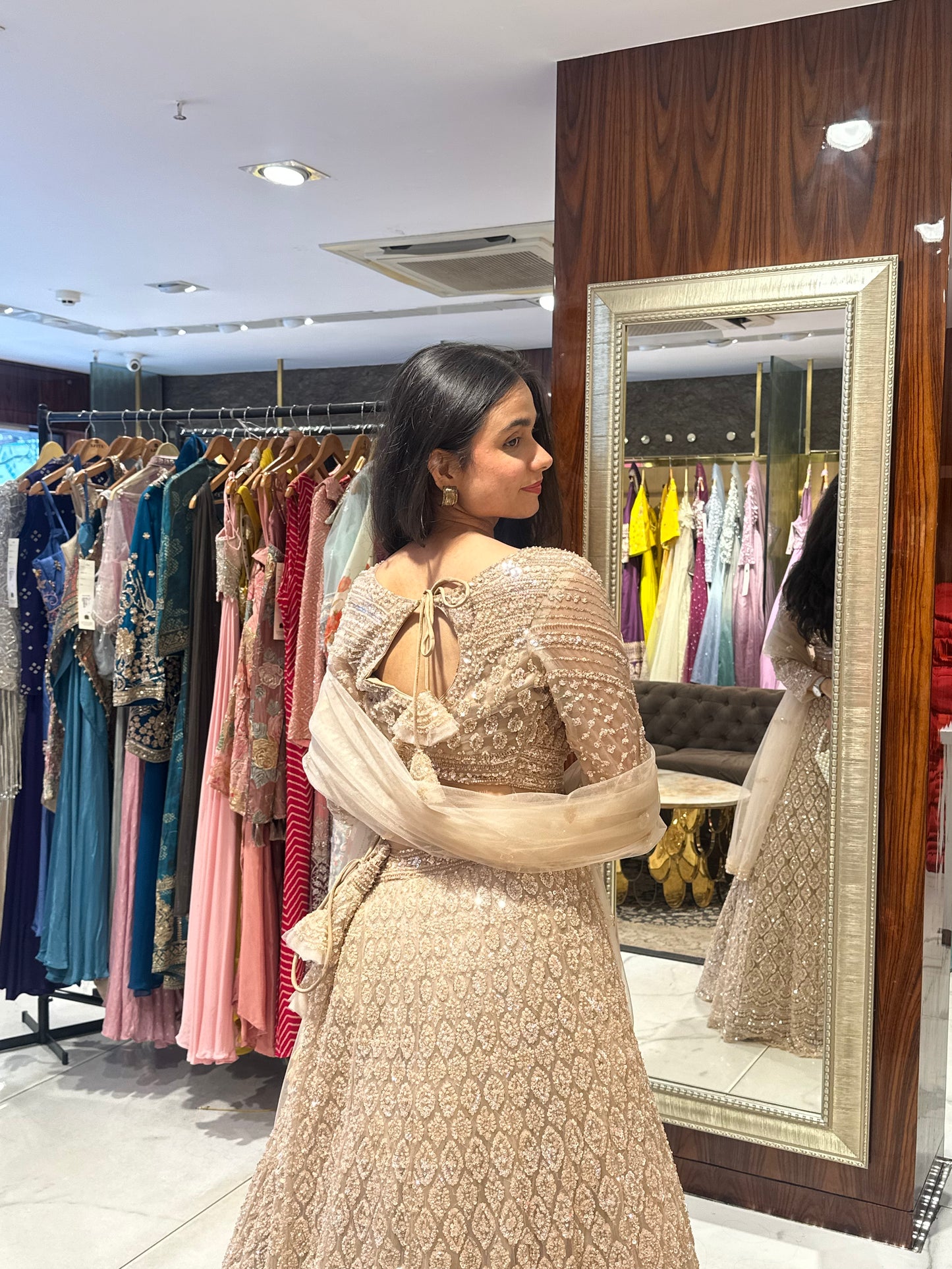 Ojasvi Gold Beige Semi-Bridal Lehenga