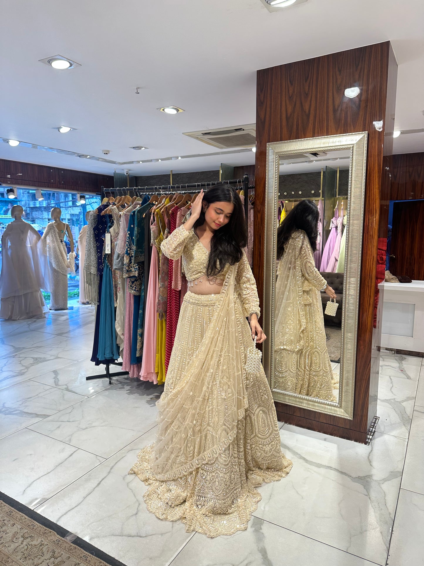 Sayli Rose Gold Semi-Bridal Lehenga