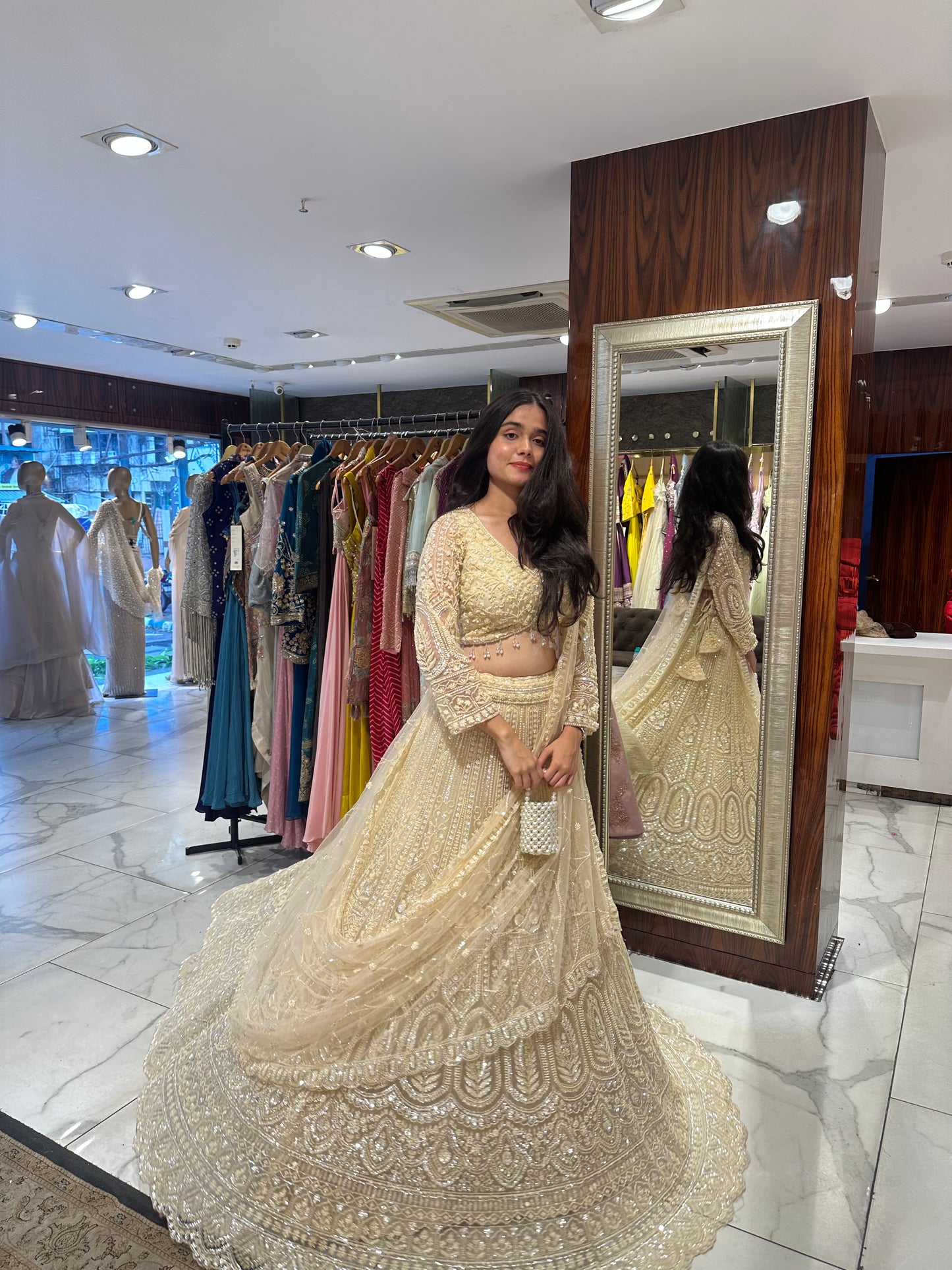 Sayli Rose Gold Semi-Bridal Lehenga