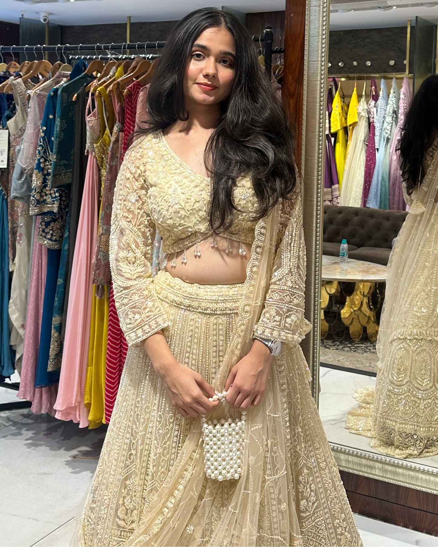 Sayli Rose Gold Semi-Bridal Lehenga