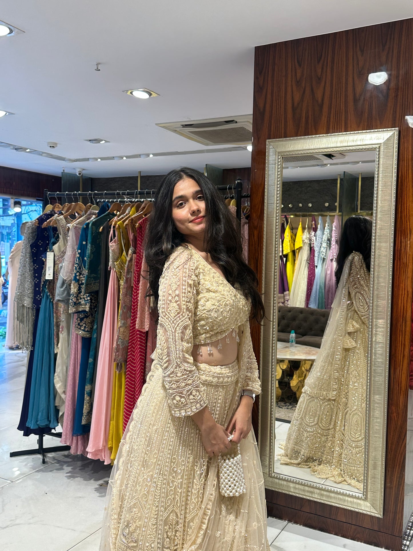 Sayli Rose Gold Semi-Bridal Lehenga