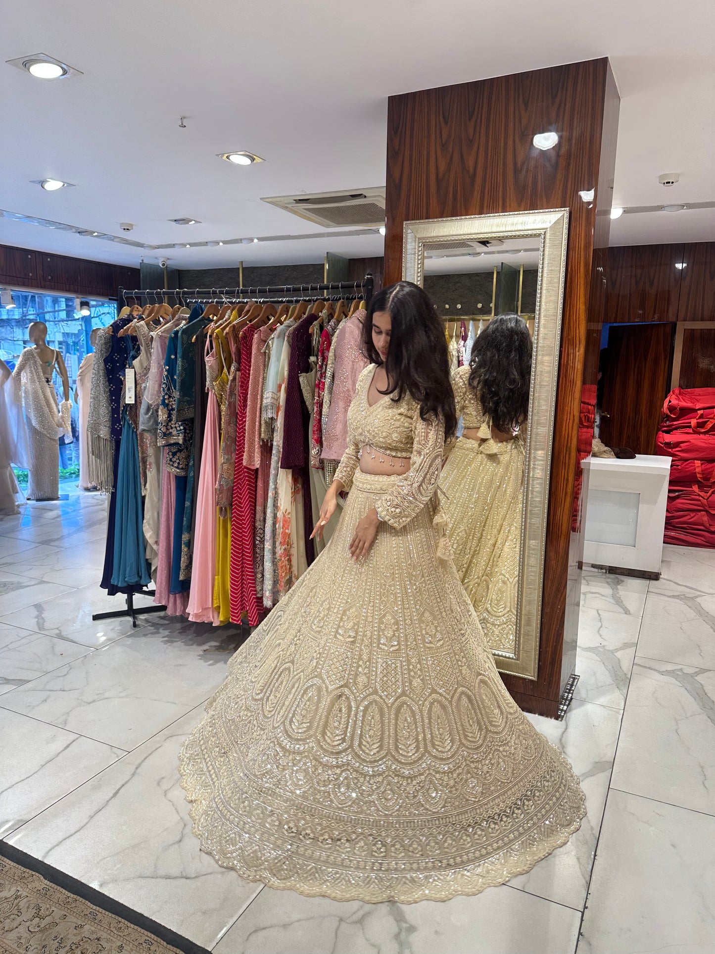 Sayli Rose Gold Semi-Bridal Lehenga