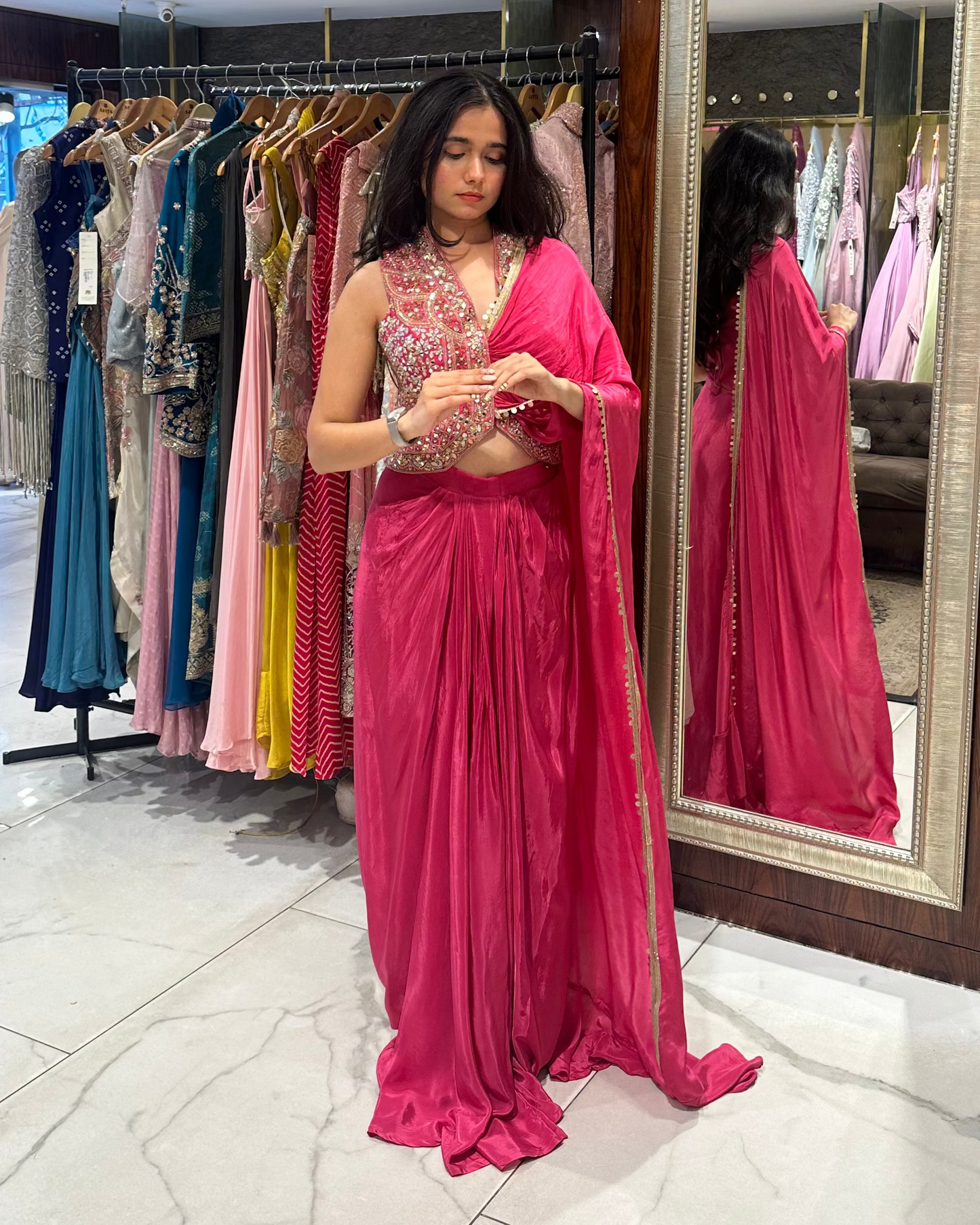 Indo-western drape set for mehendi, haldi, carnival, sundowner etc