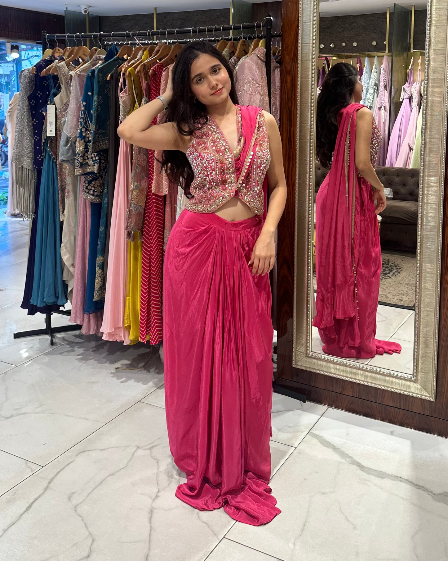 Indo-western drape set for mehendi, haldi, carnival etc