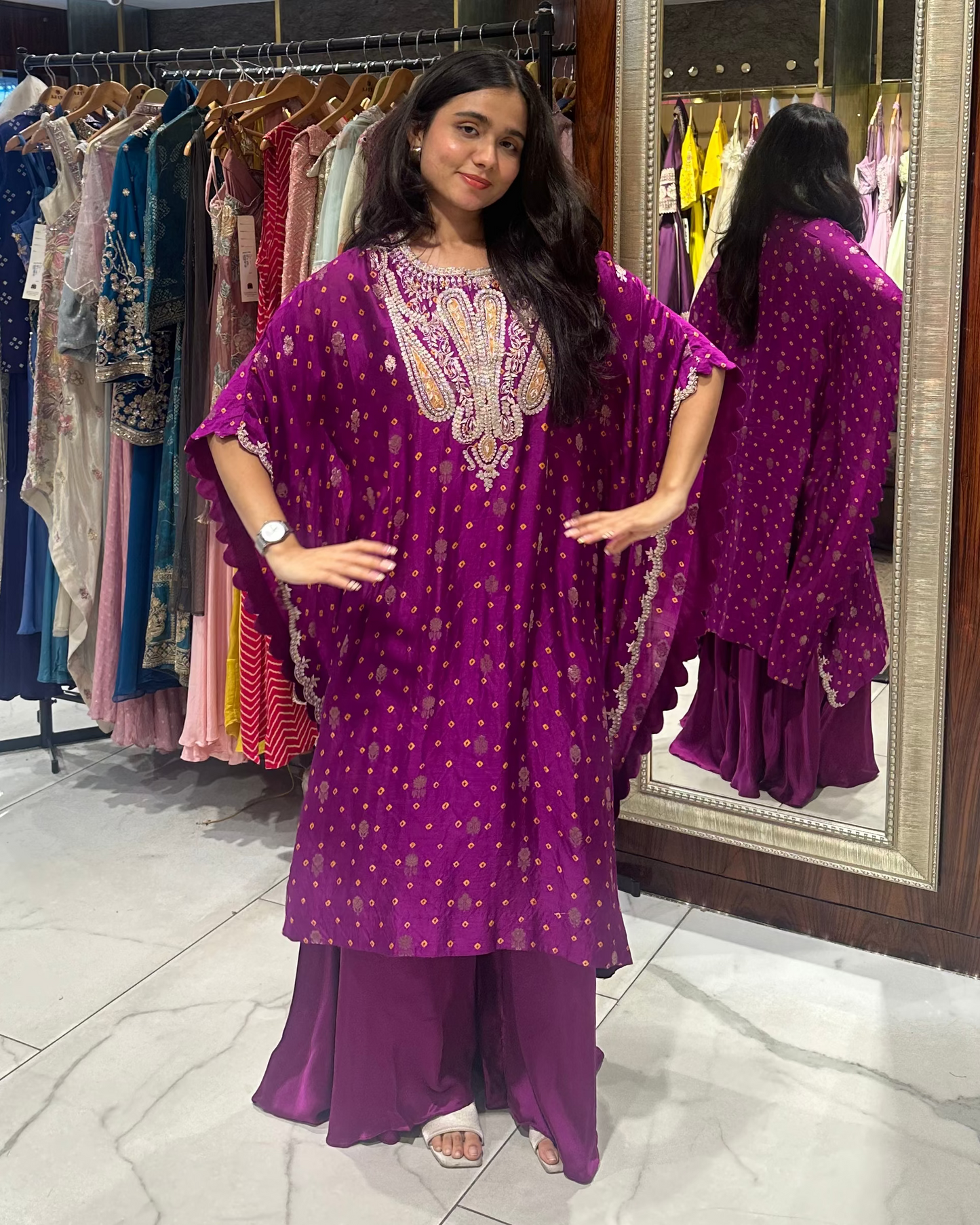 Perfect kaftan set for mehendi, carnival, haldi, mayra, bhaat, kirtan etc.