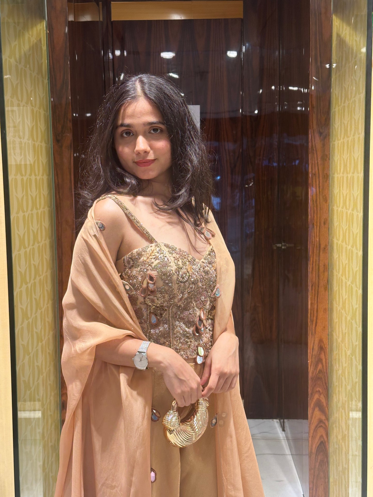 Rihanie Brown Indo-Western Cape Set