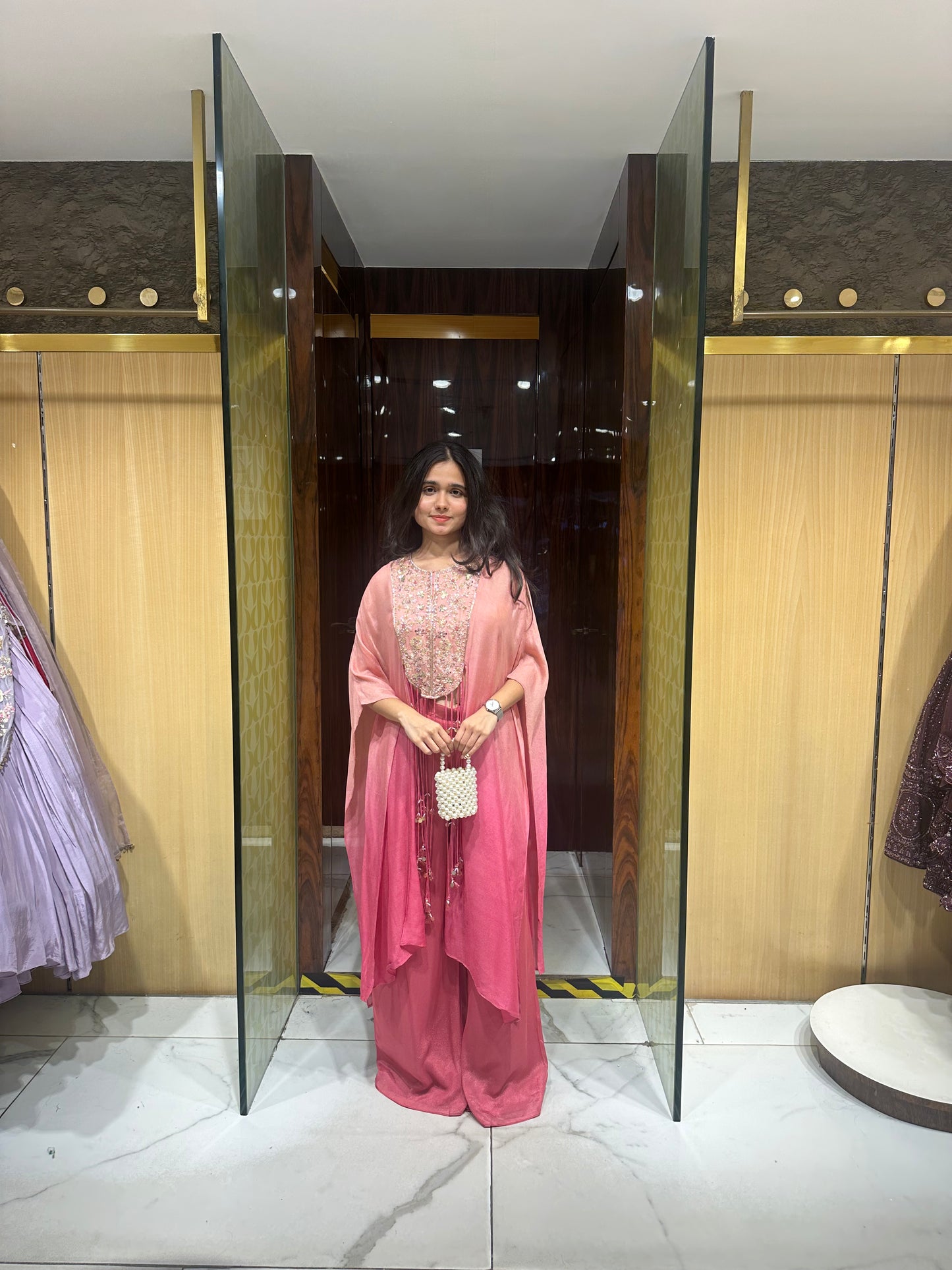 Kaisha Peach Pink Shaded Indo-Western Kaftan Set