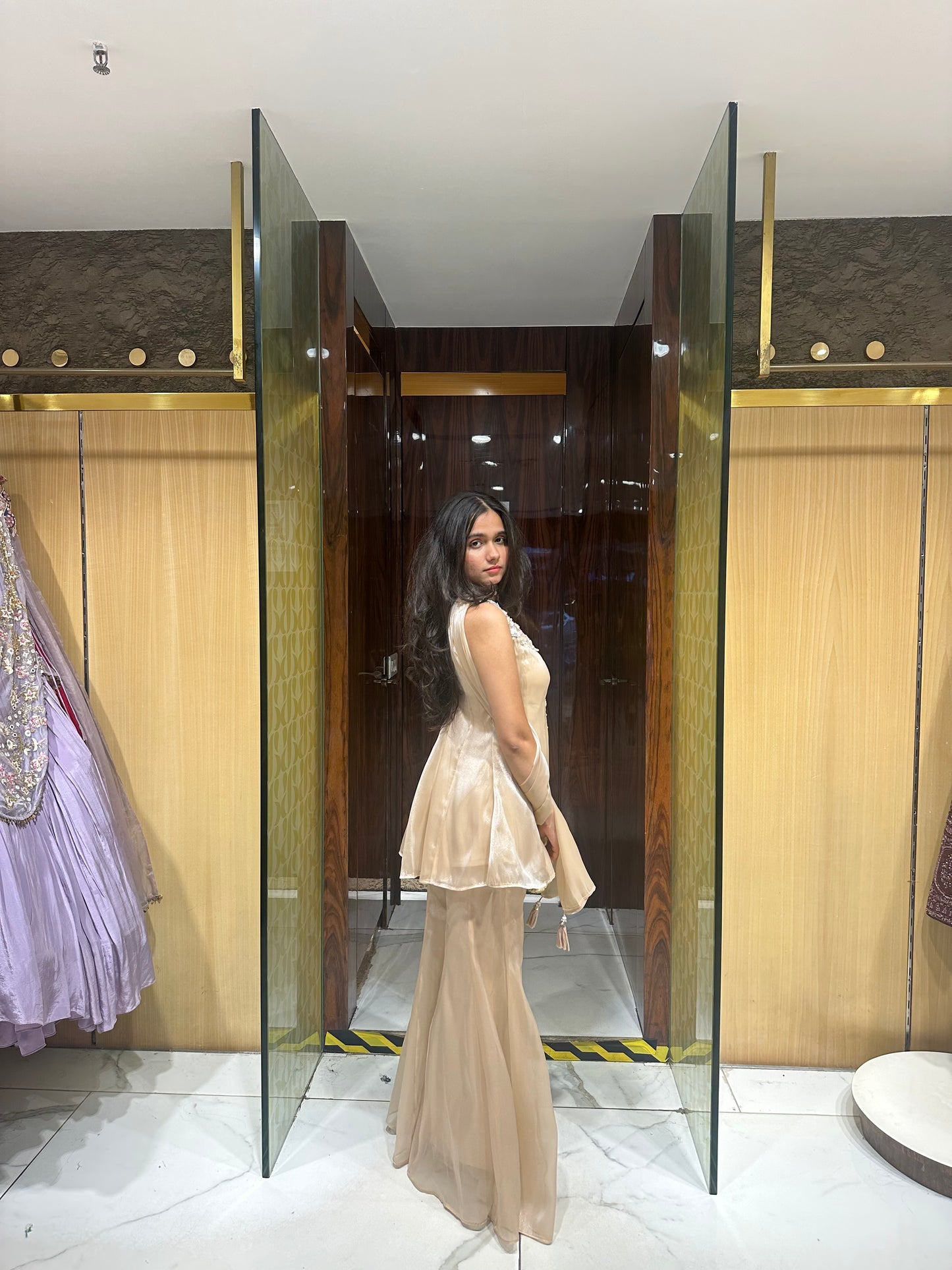 Qiana Rose Gold Indo-Western Peplum Set