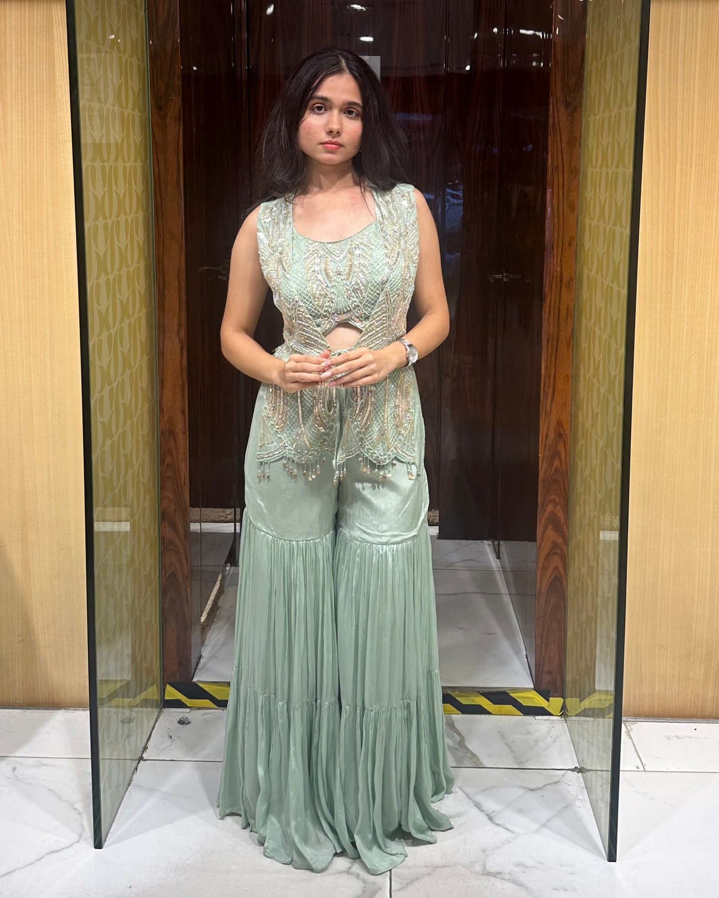 Indo-western set perfect for evening wear, wedding guest, and trousseau etc