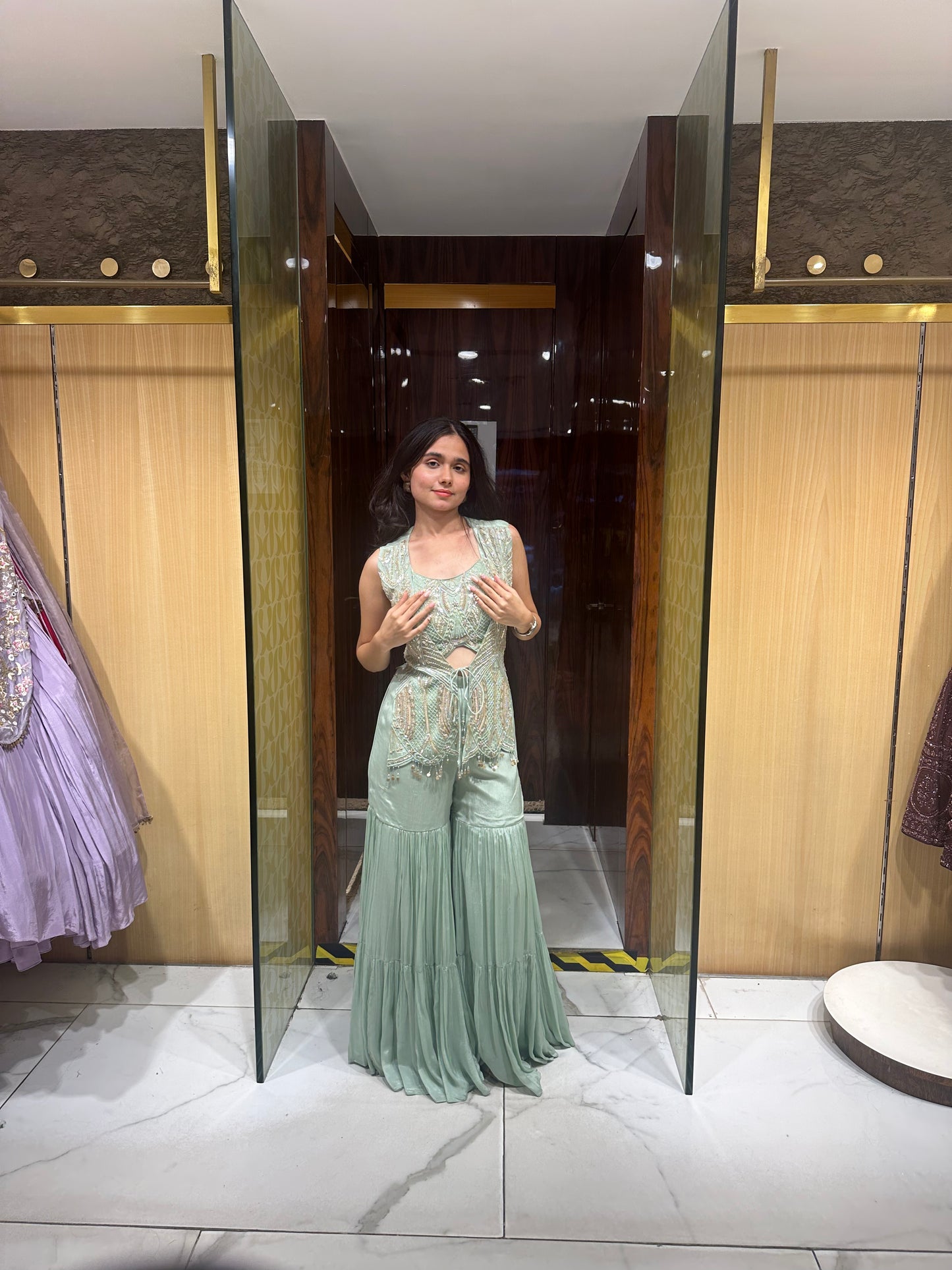 Deanne Sage Green Indo-Western Jacket Set