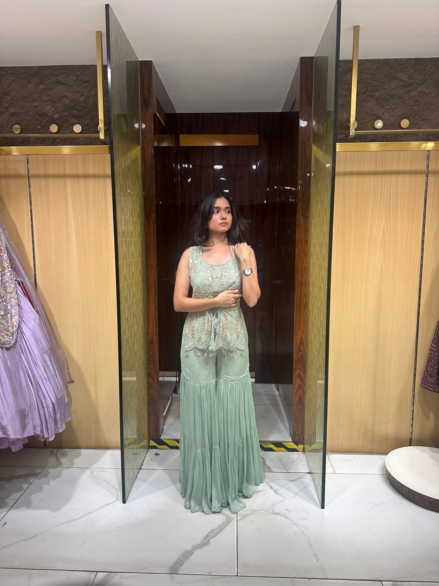 Deanne Sage Green Indo-Western Jacket Set