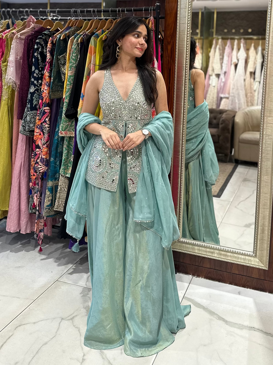 Mirror work indo-western designer outfit for mehendi