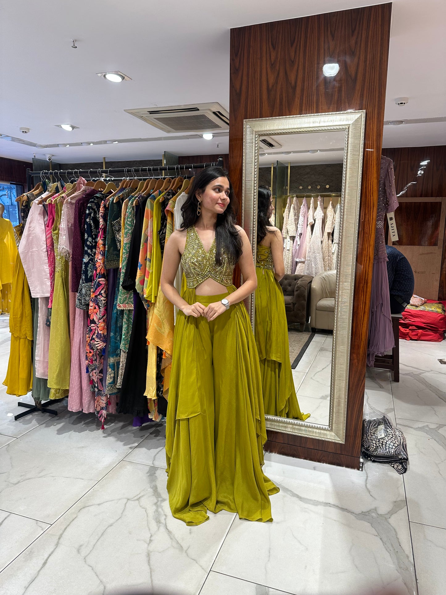 Aanya Mehendi Green Embroidered Sharara Set