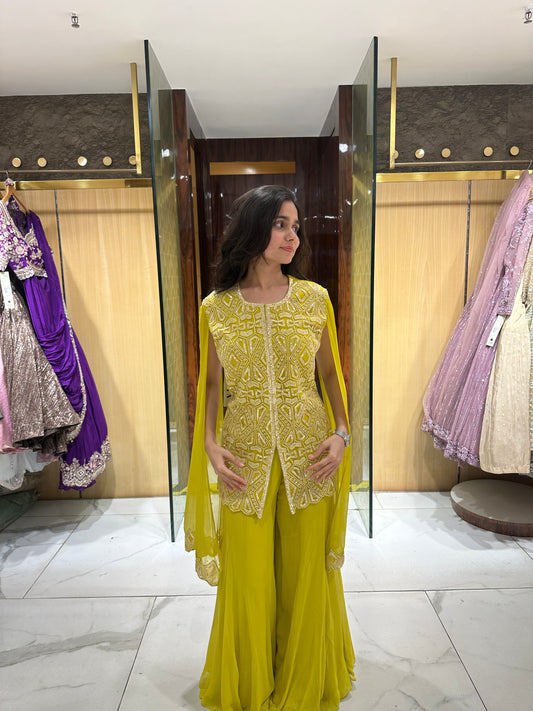 Deanne Neon Green Indo-Western Designer Set