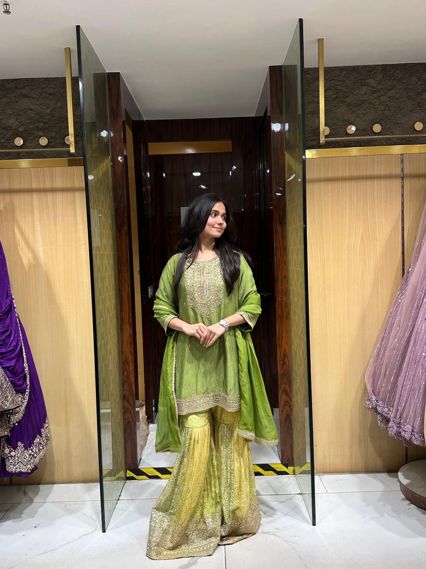 Grisha Green Bandhej Gharara Kurti Set