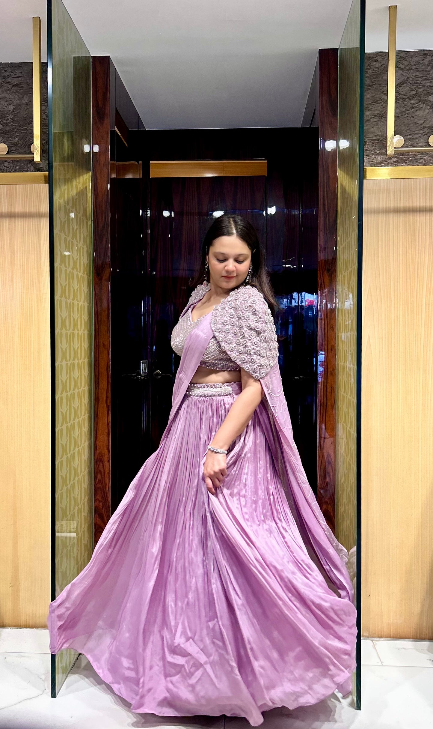 Elina Lilac Draped Lehenga Set