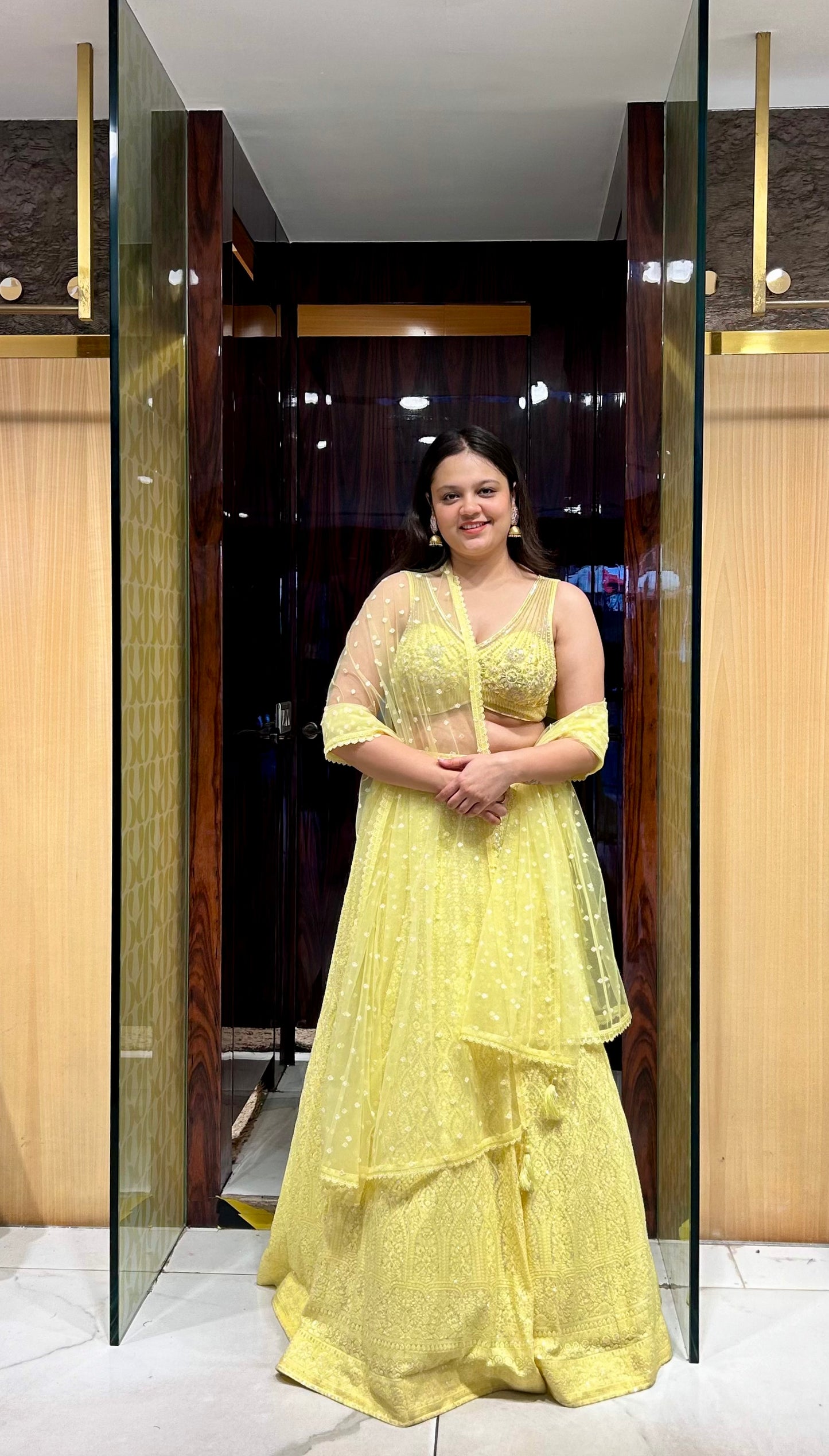 Niti Lemon Yellow Chikankari Lehenga