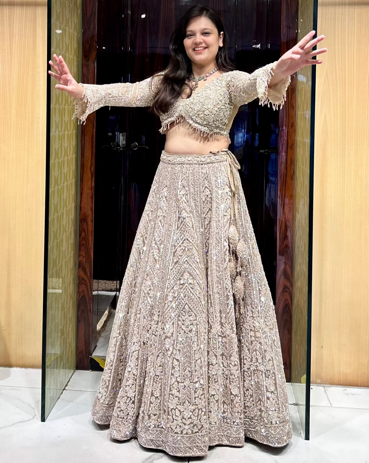Designer embroidered lehenga for festive wedding celebrations.