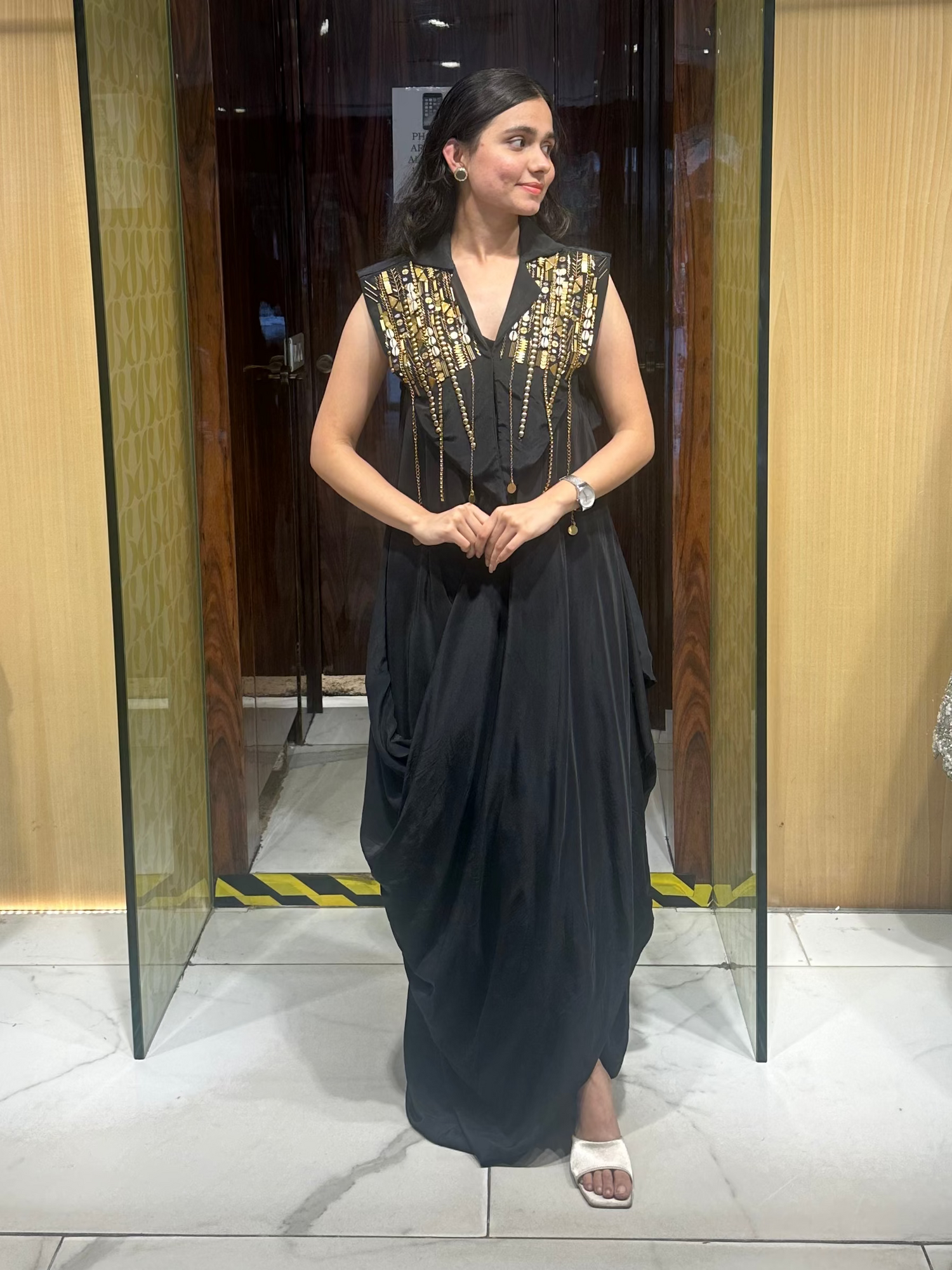 Black indo-western cocktail dress designer