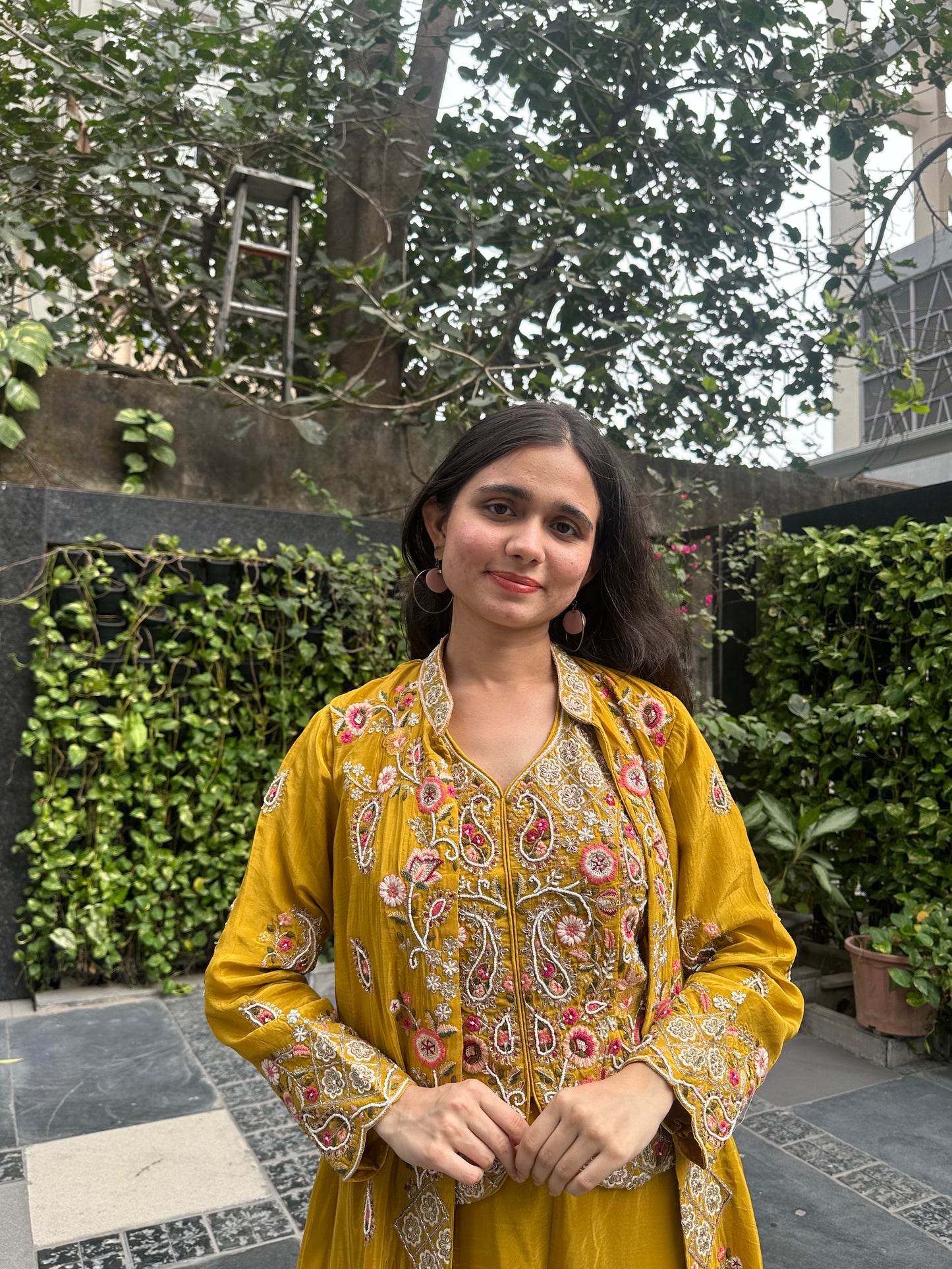 Anjana Olive Embroidered Jacket Set (Colours available)