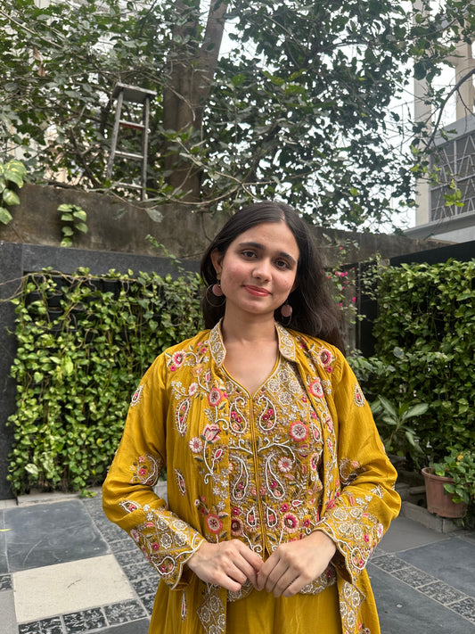 Anjana Olive Embroidered Jacket Set (Colours available)