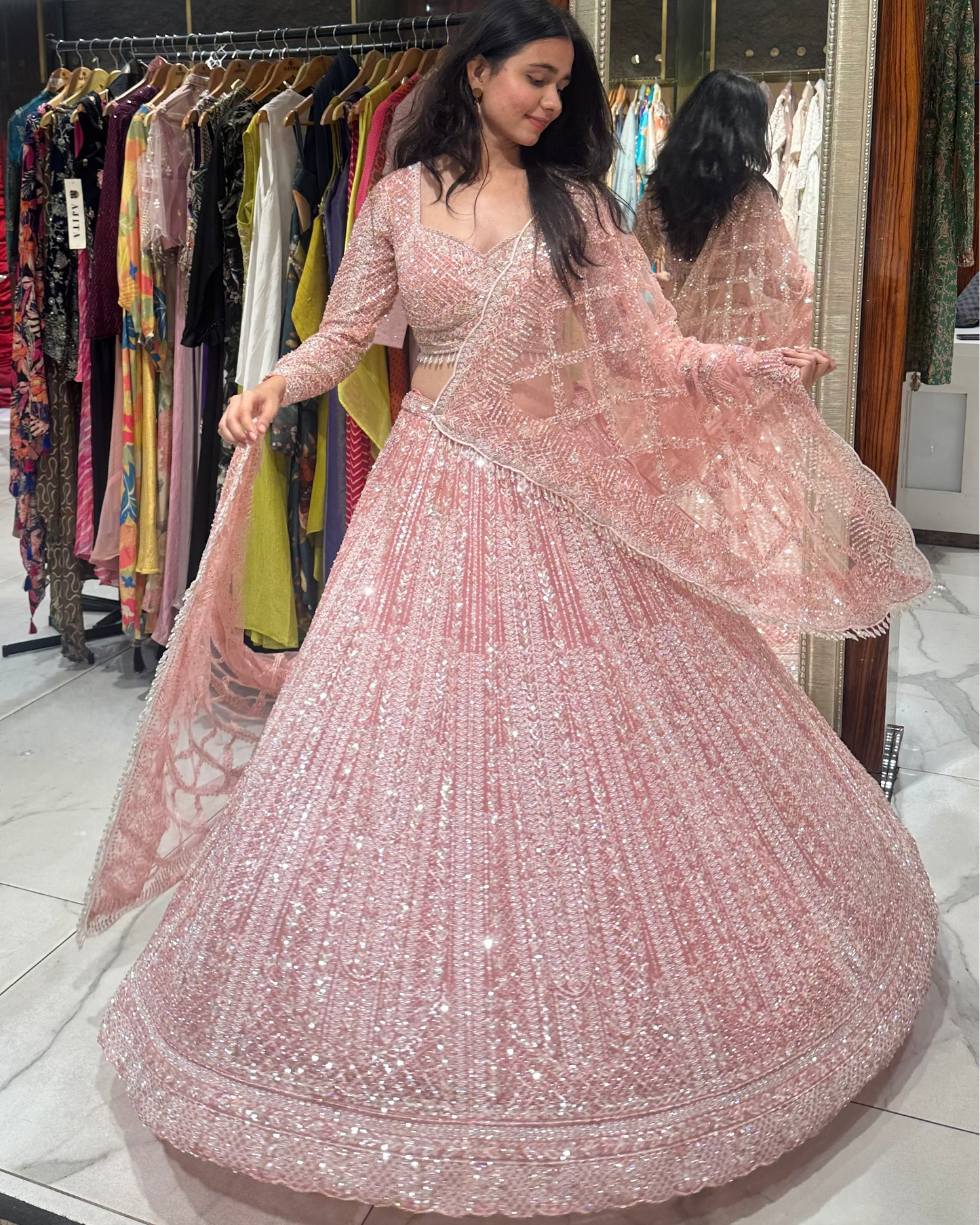 Bridal sangeet reception engagament lehenga embroidered designer