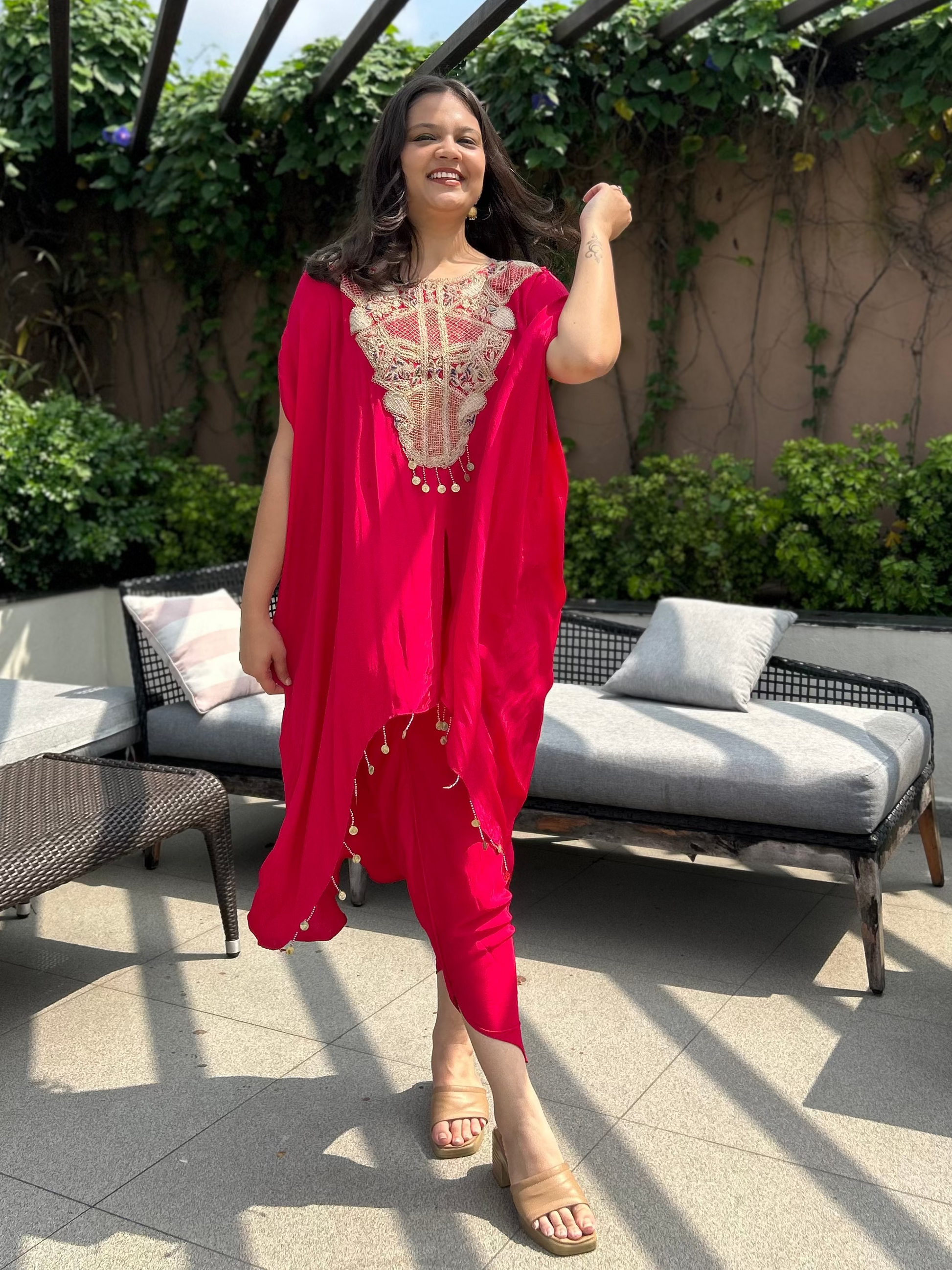 Chill and chic kaftan and dhoti set Perfect for Lunches and Mehendi, Haldi, Carnival, Trousseau, vibes, etc. 