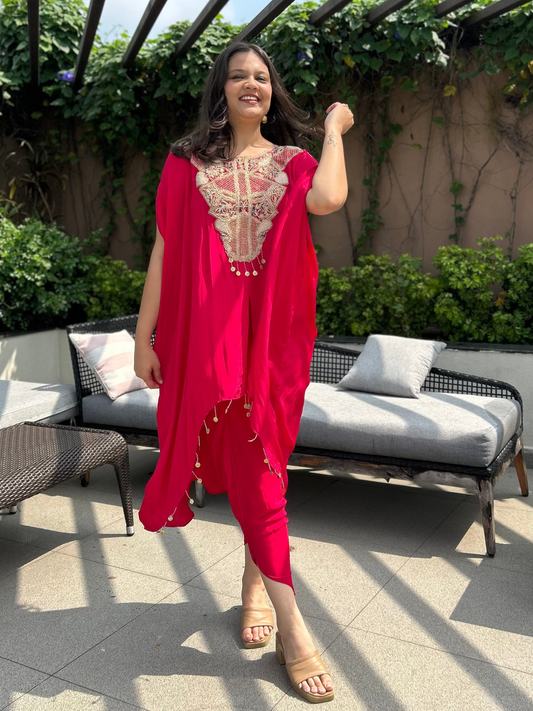 Chill and chic kaftan and dhoti set Perfect for Lunches and Mehendi, Haldi, Carnival, Trousseau, vibes, etc. 