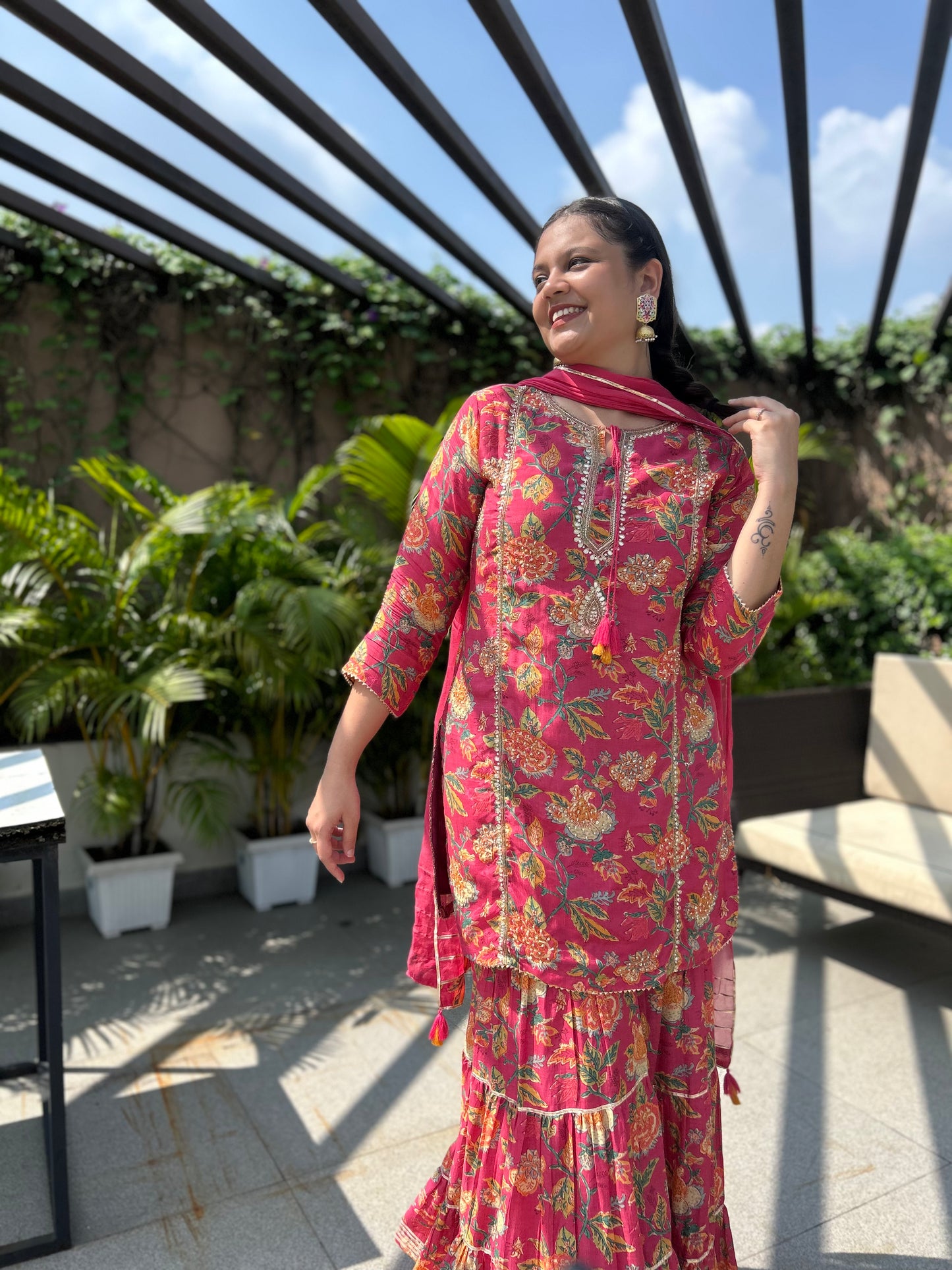 Zayna – Pink Digital Print Cotton Silk Suit with Hand embroidery