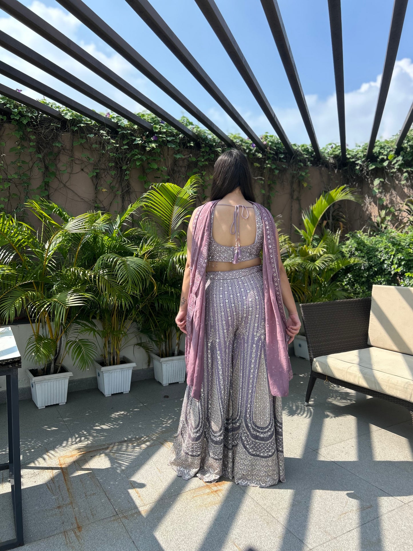 Zoya Lilac Mirror-Zari Dressy Sharara Set