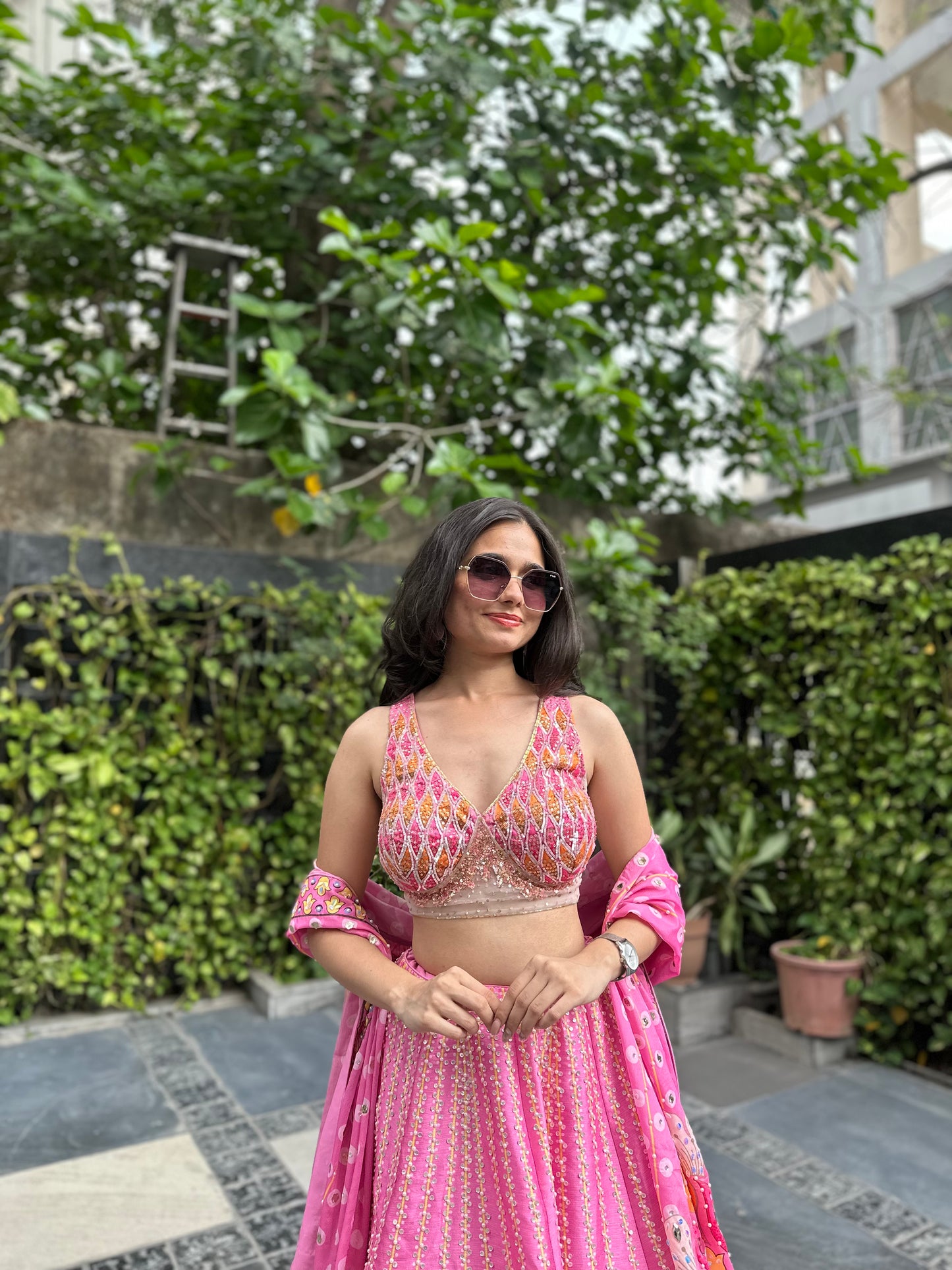 Saira Pink Multicolour Printed Lehenga Set