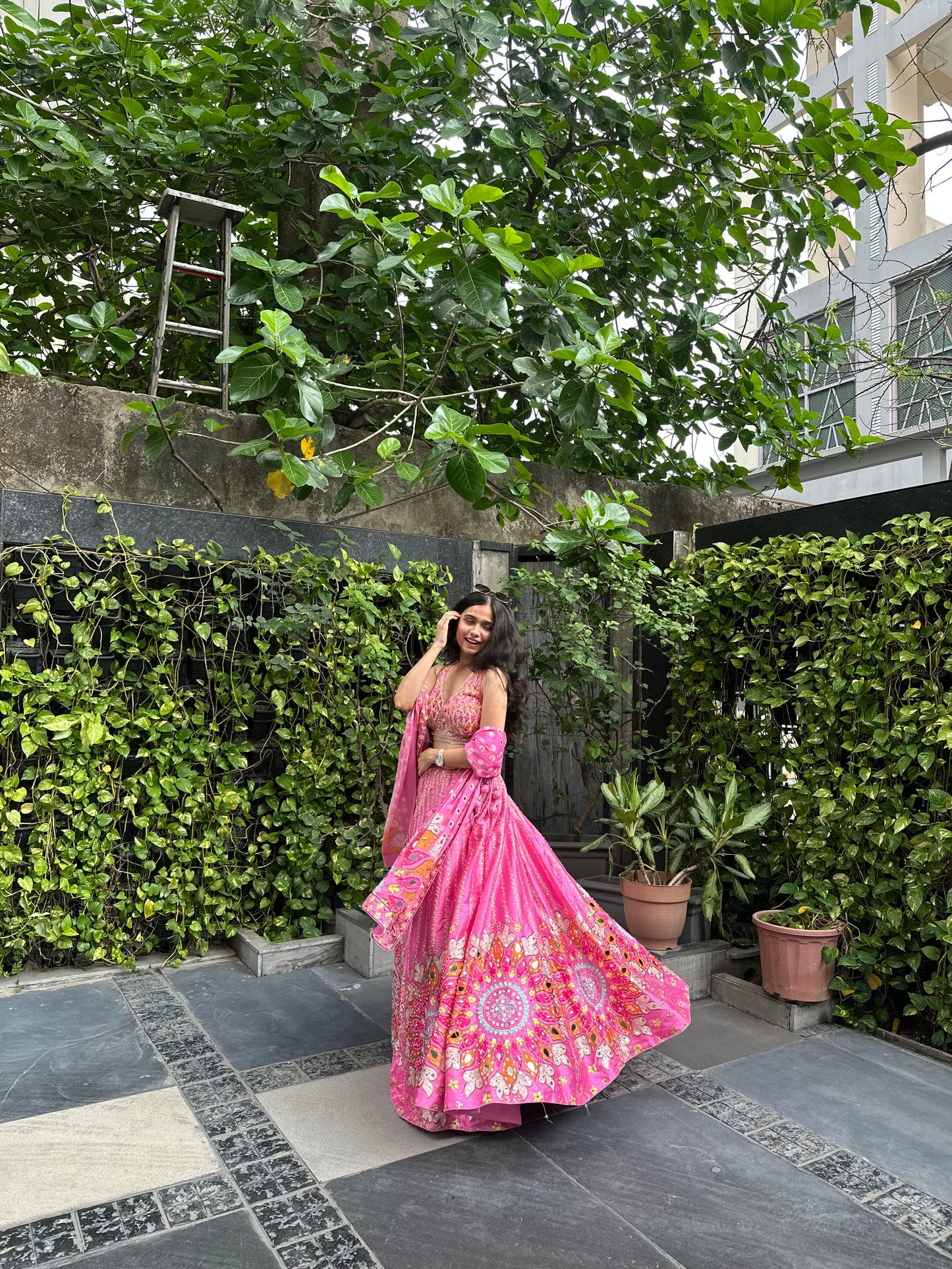 Saira Pink Multicolour Printed Lehenga Set