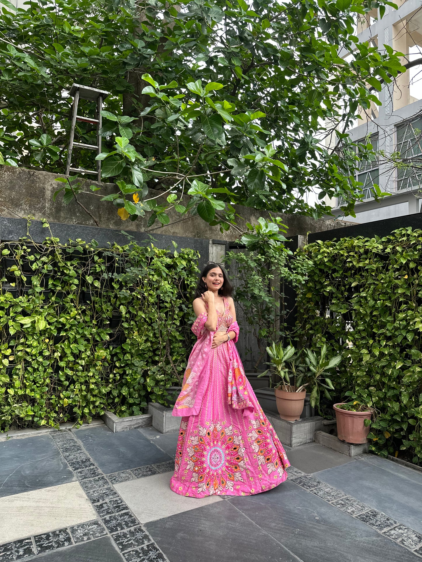 Saira Pink Multicolour Printed Lehenga Set
