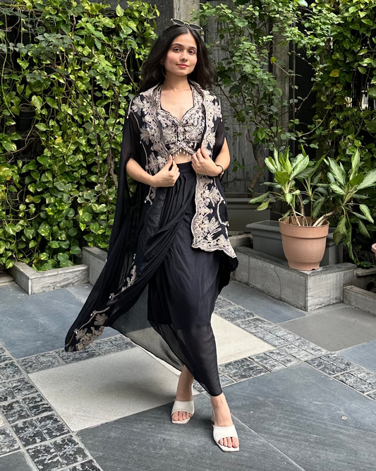 Black and white indo-western for dinner, sufi night, cocktail etc