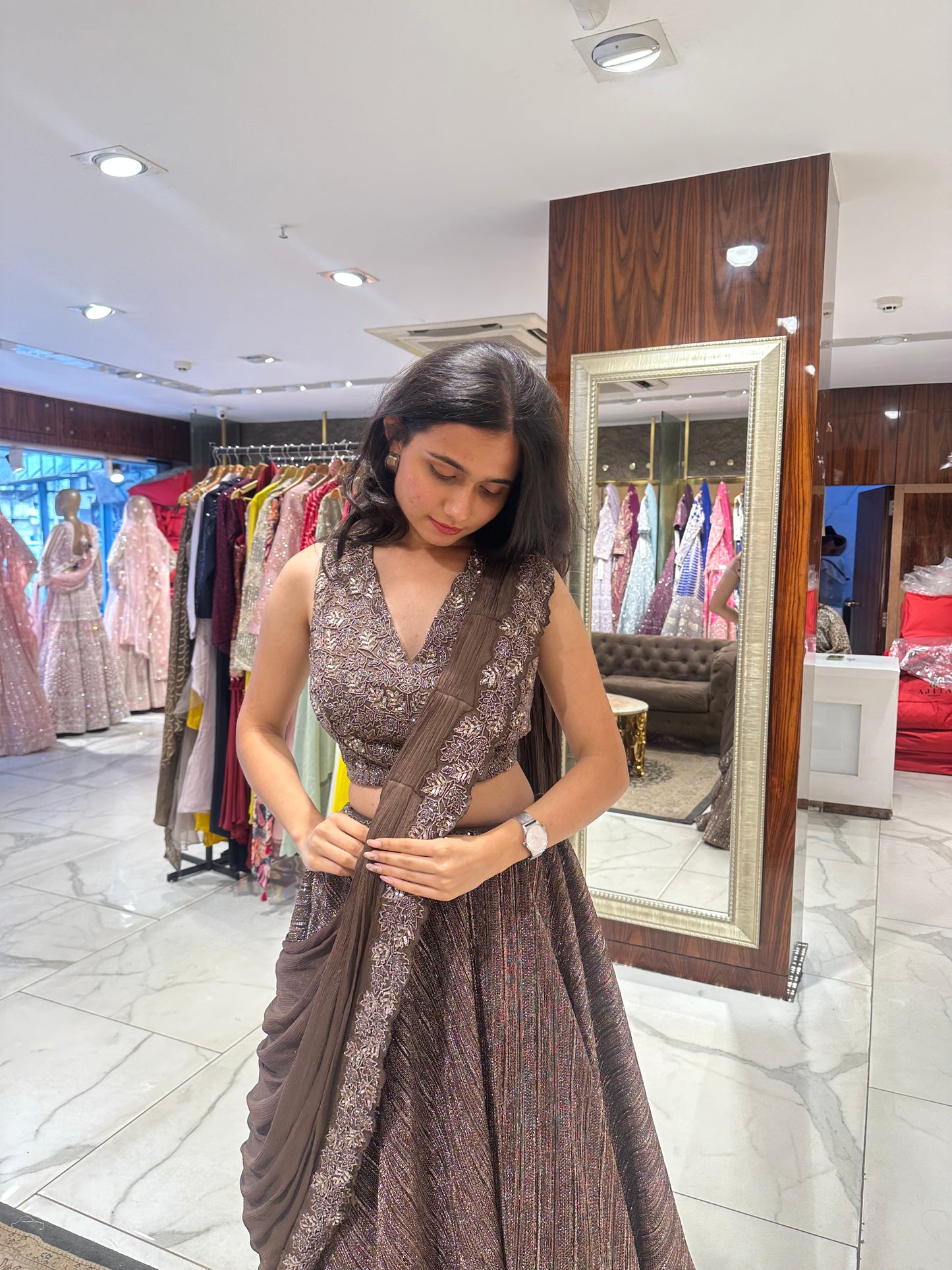 Saira Blingy Indo-Western Drape Lehenga