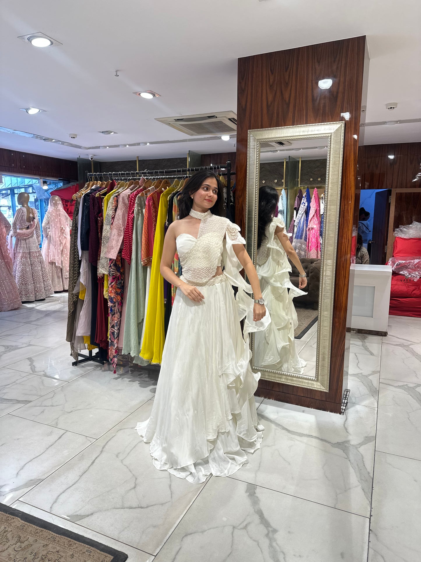 Luna Ivory Indo-Western Pearl Lehenga