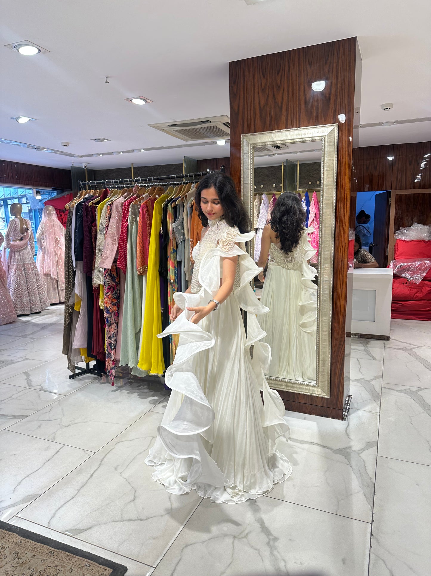 Luna Ivory Indo-Western Pearl Lehenga