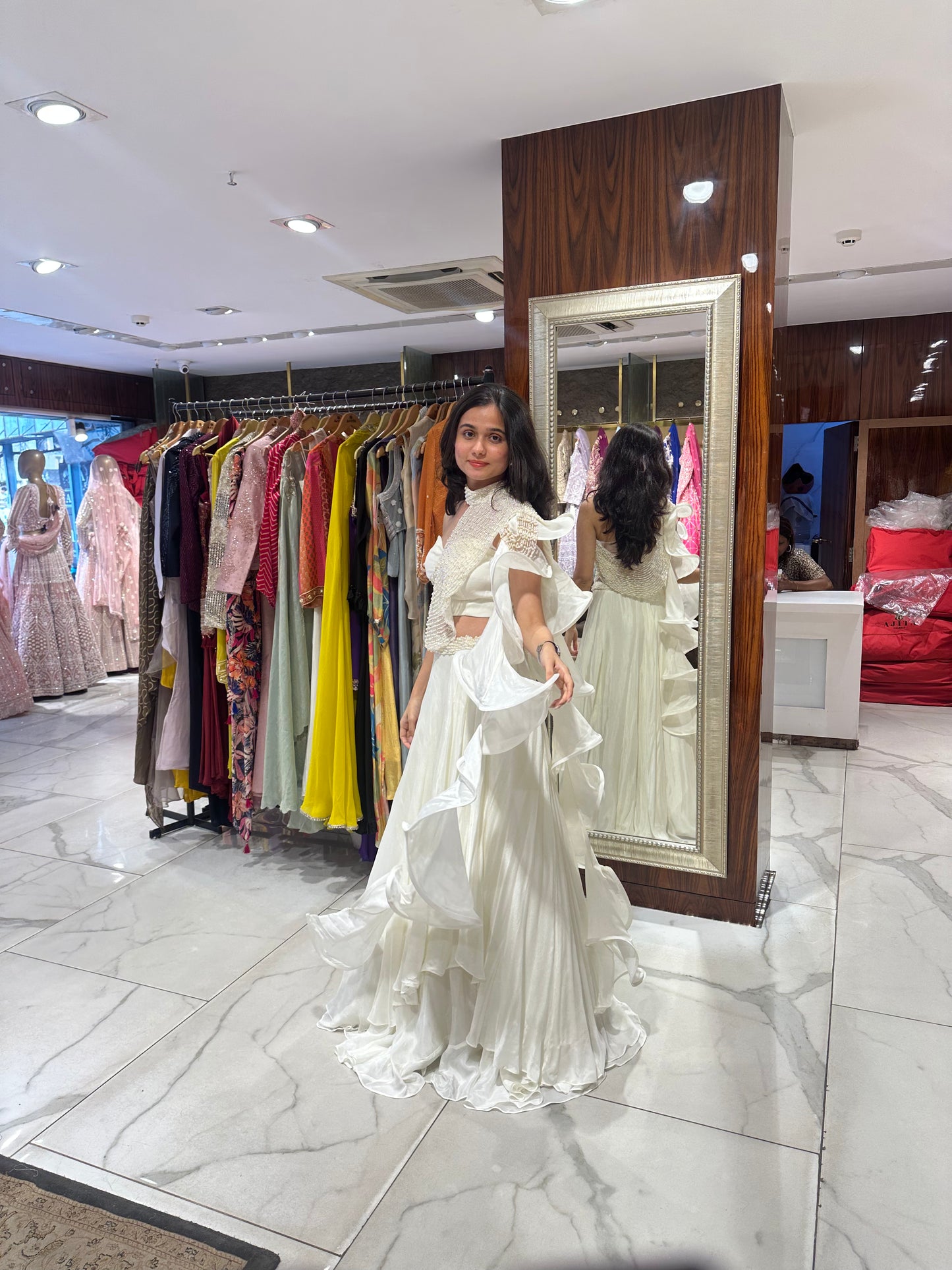 Luna Ivory Indo-Western Pearl Lehenga
