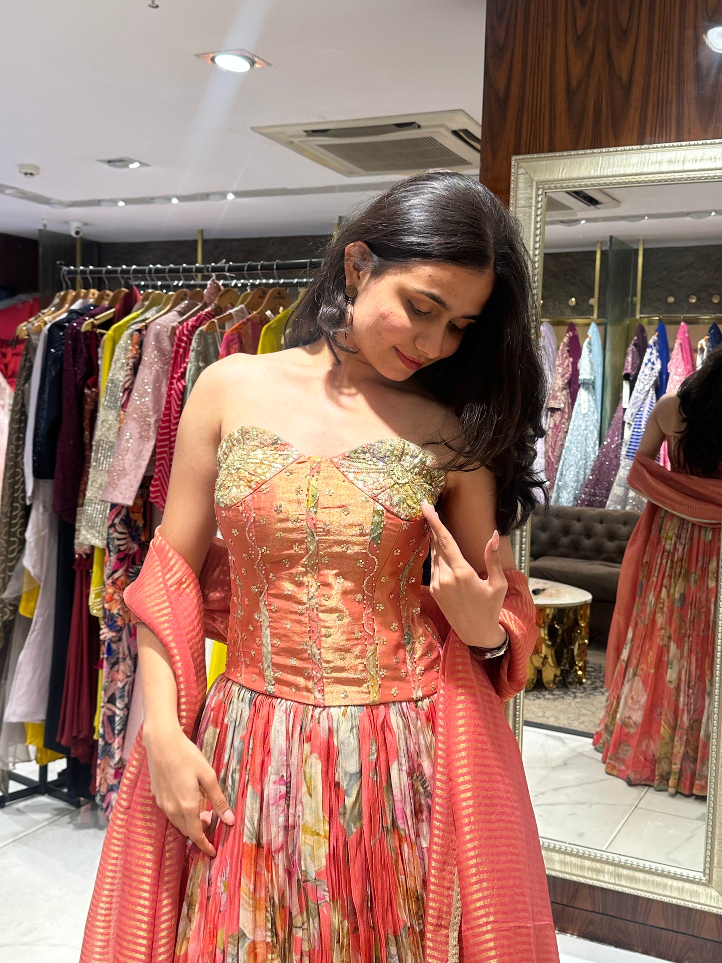 Samaira Floral Multicolour Corset Lehenga