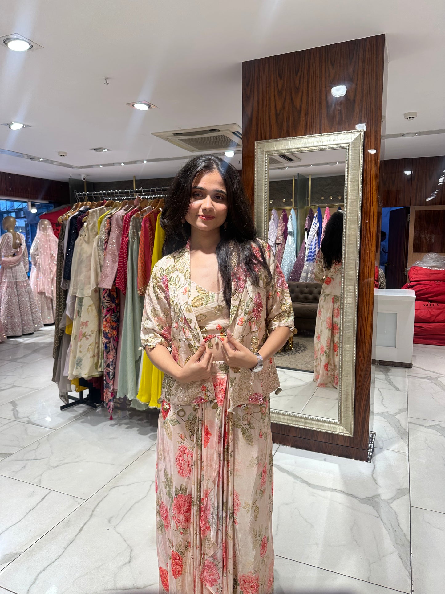 Vanya Multicolour Floral Indo-Western Skirt Set