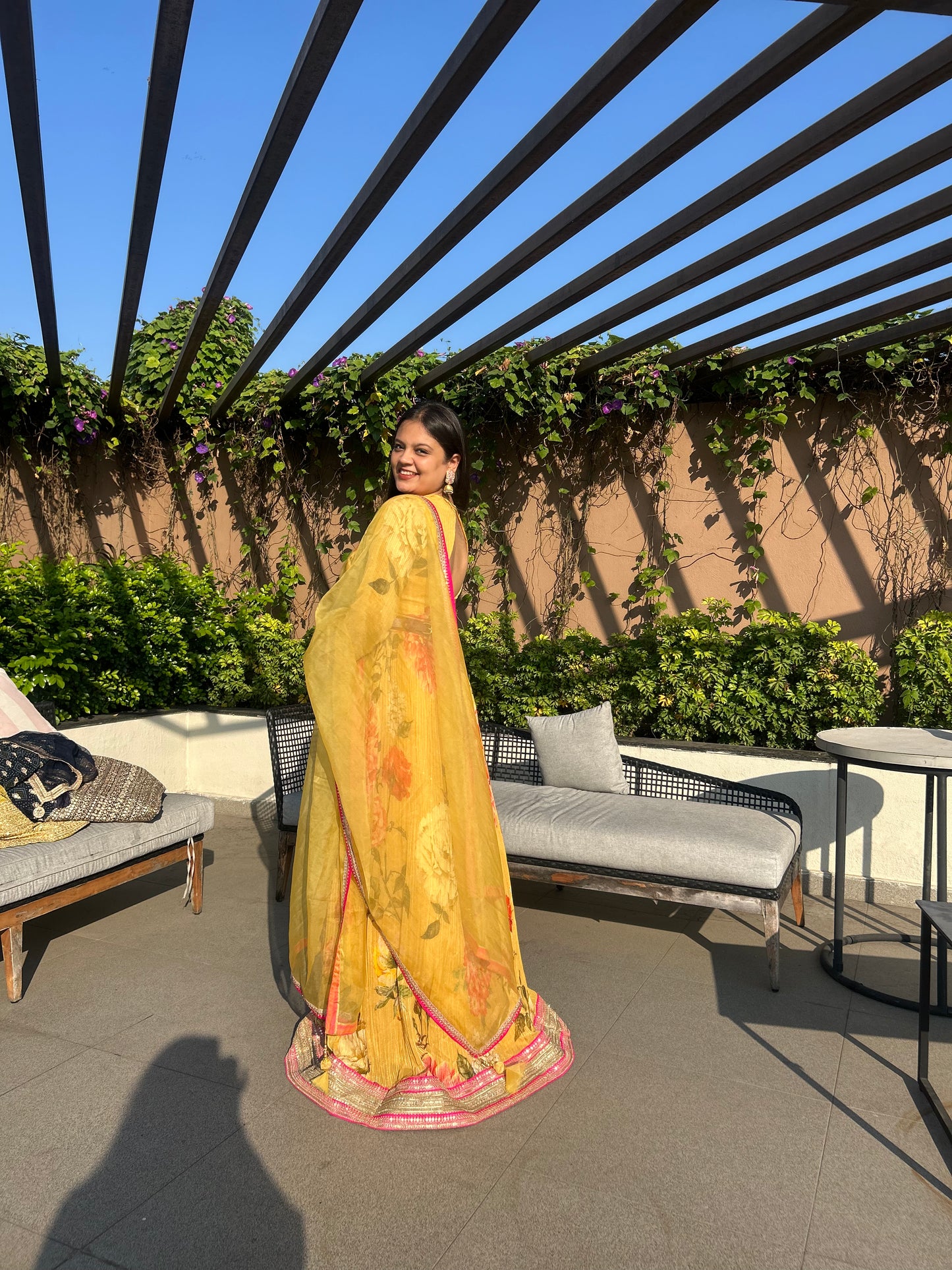 Sachi Designer Floral Anarkali Gown with Tiger Belt