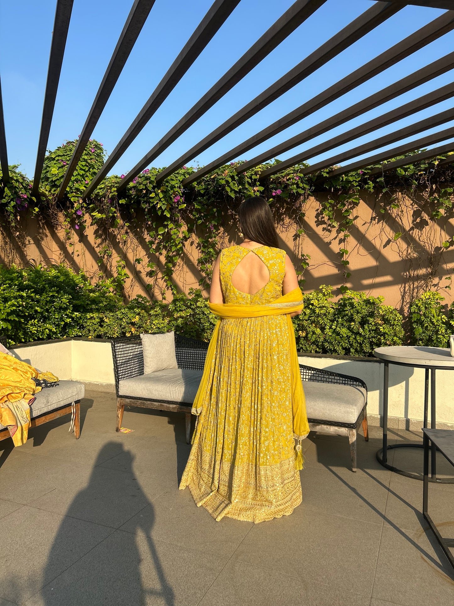 Aureli – Mehendi Green Zari & Sequins Anarkali with Net Dupatta